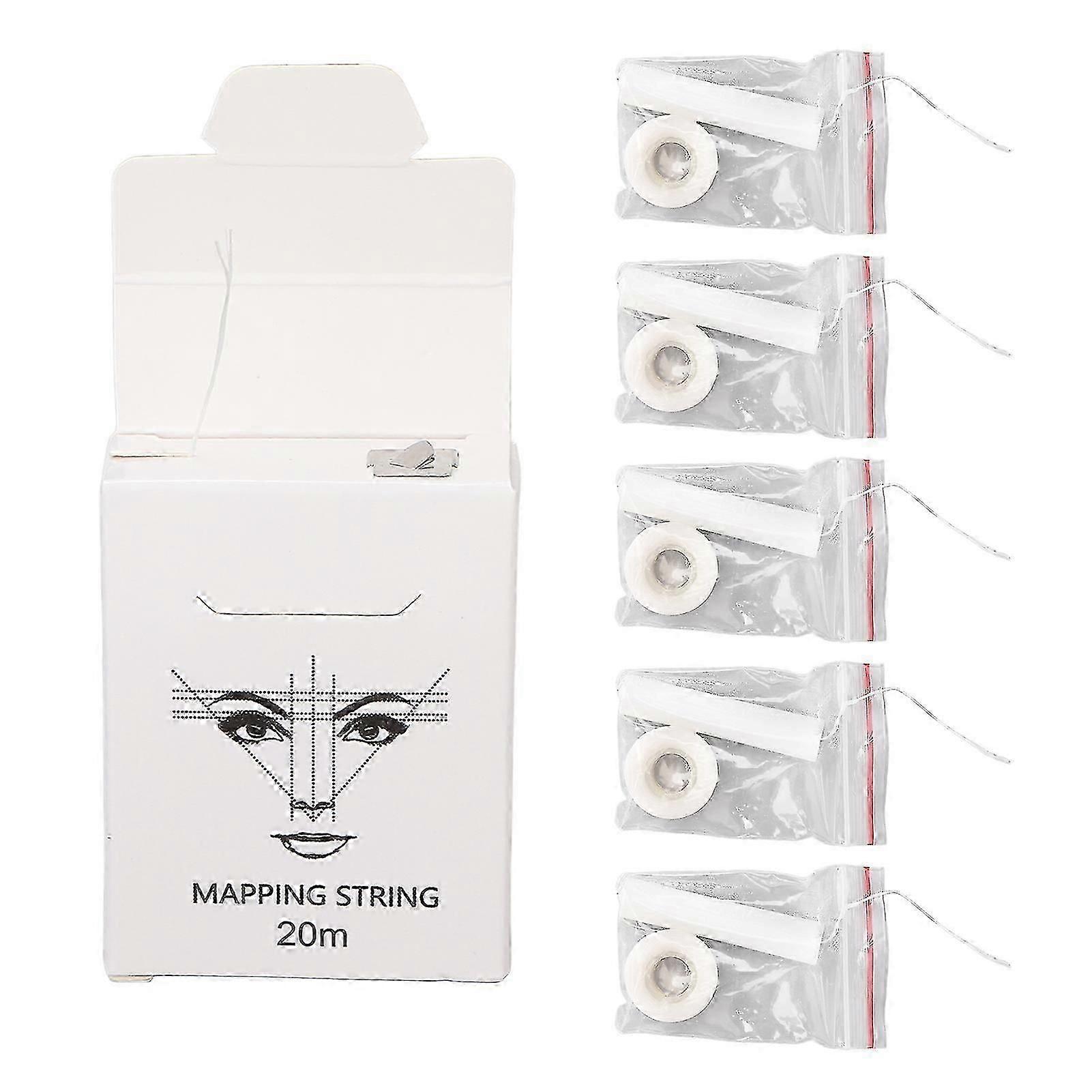 5pcs Professional Eyebrow Mapping String Set Symmetrical Eyebrow Microblading String ToolWhite Ink