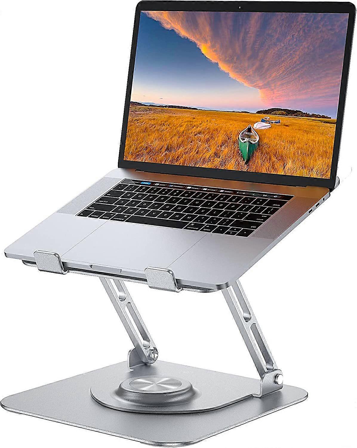 Laptop Stand for Desk, Adjustable Computer Stand with 360 Rotating Base, Ergonomic Laptop Riser for Collaborative Work, Foldable & Portable Laptop Sta