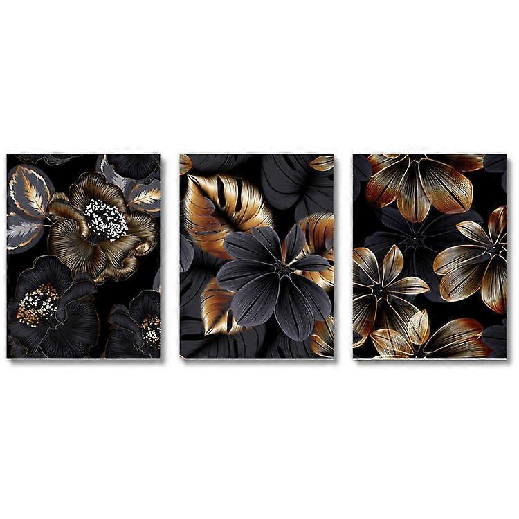 Set of 3 Abstract Designer Canvas Posters Black Gold Foil Canvas Modern Print Nordic Home Decor Wall Art Painting Picture