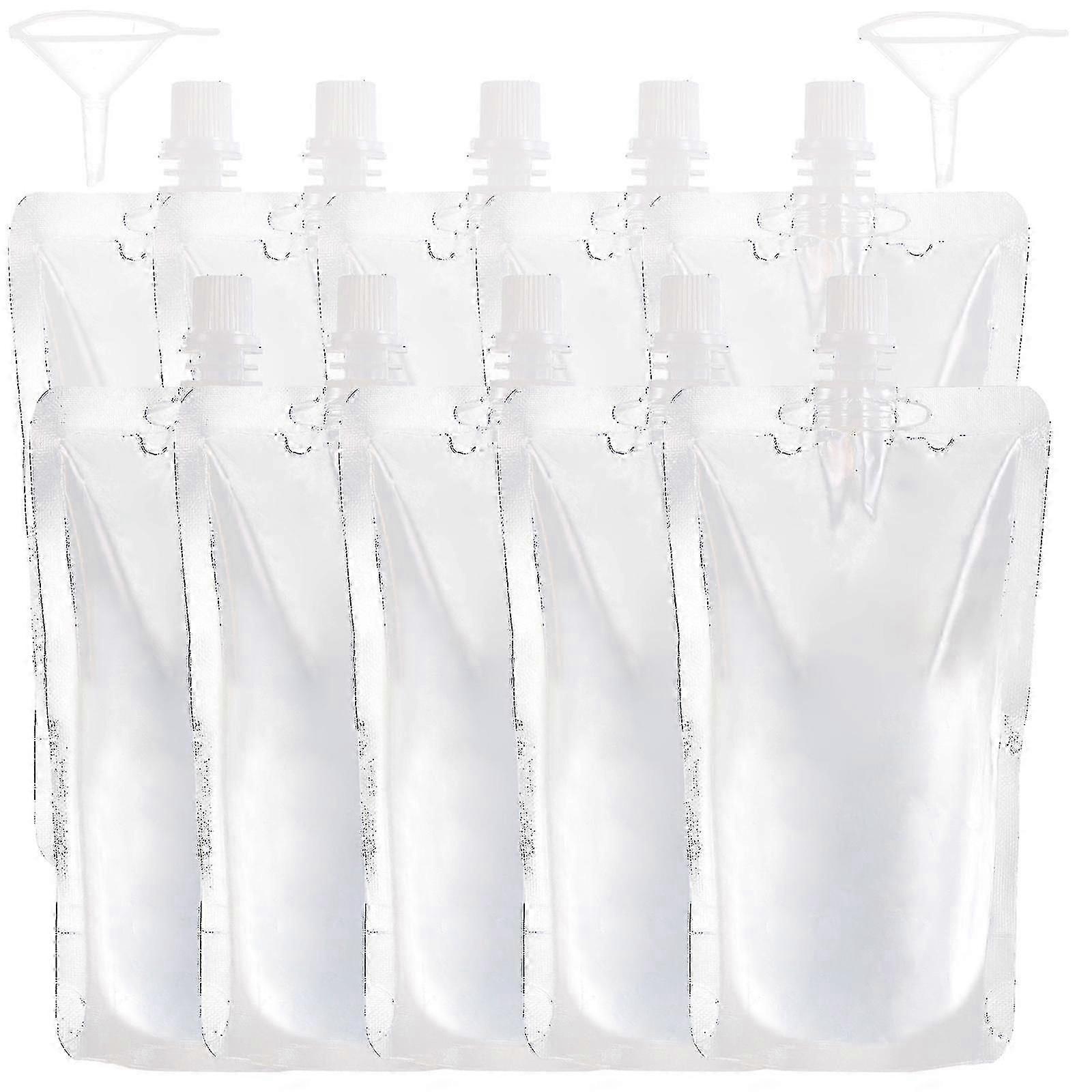 Reusable 250ml Drink Bag with Stand-up Design & Funnel - 10-Pack