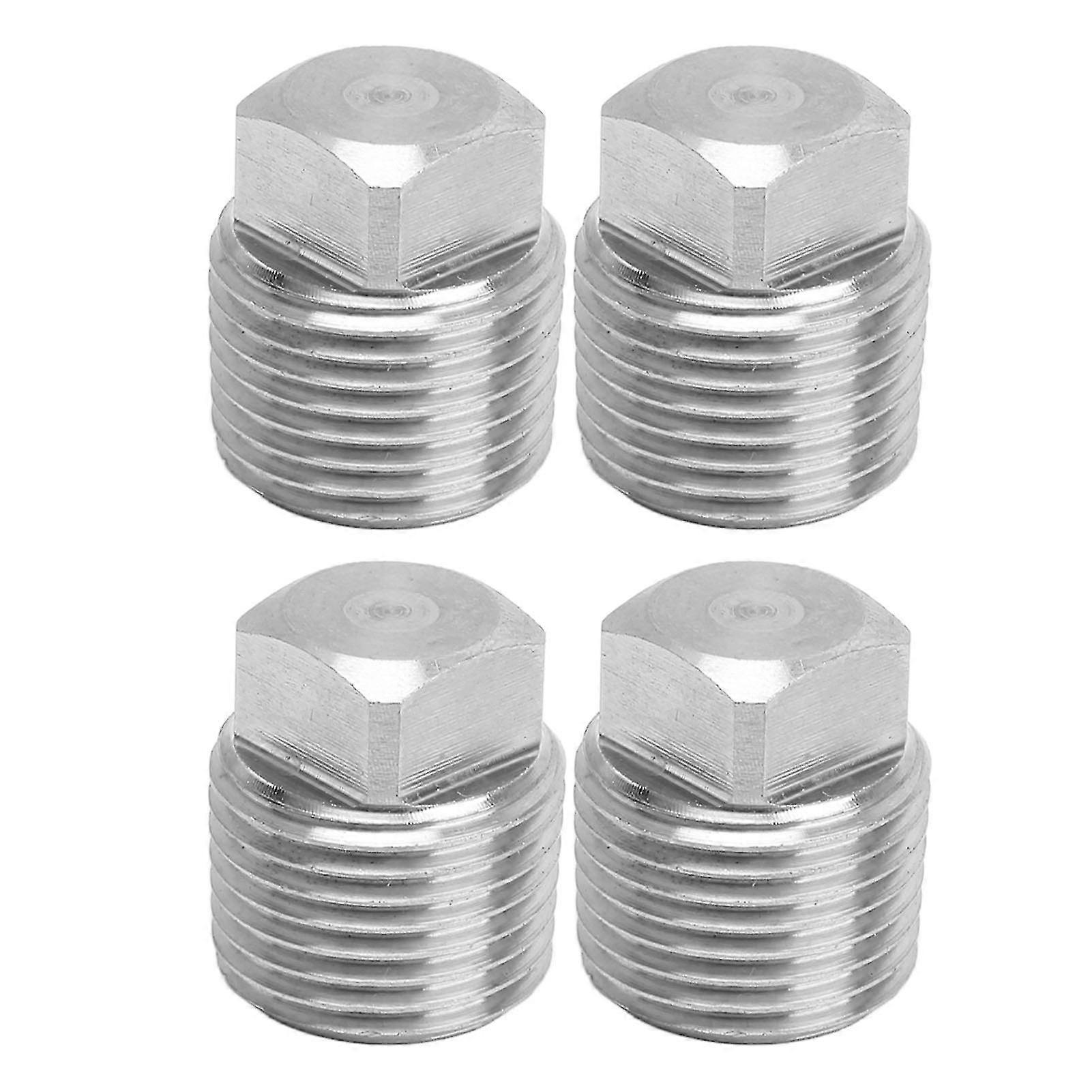 Steel Square Pipe Fitting,20.8mm 4PCS 316 Stainless Stainless Steel Pipe Fitting Solid Square Head Plug Smooth Operation