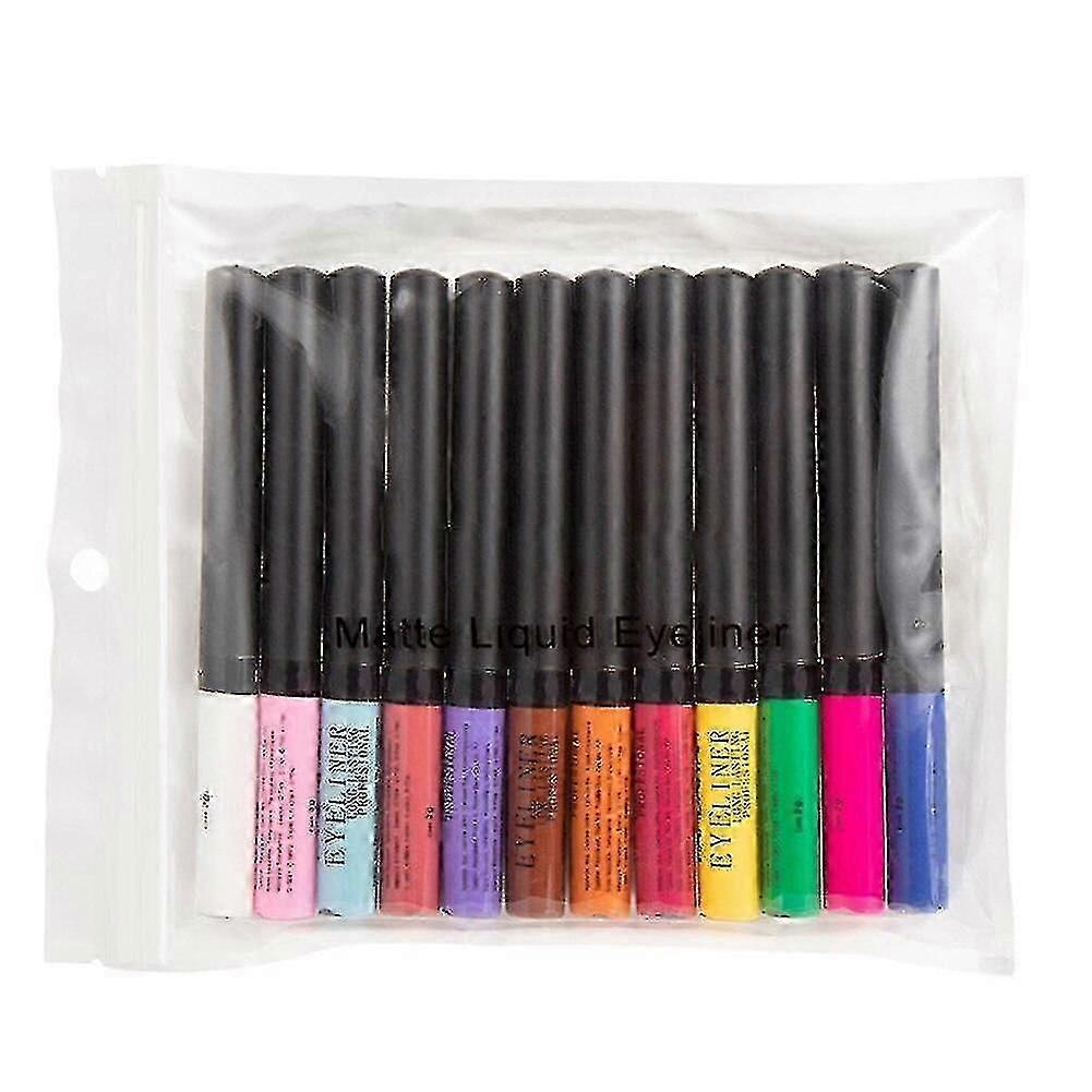 Eyeliner 12pcs Colorful Liquid Eyeliner Matte Lasting Waterproof Eyeliner Pencil Waterproof Quick Dry