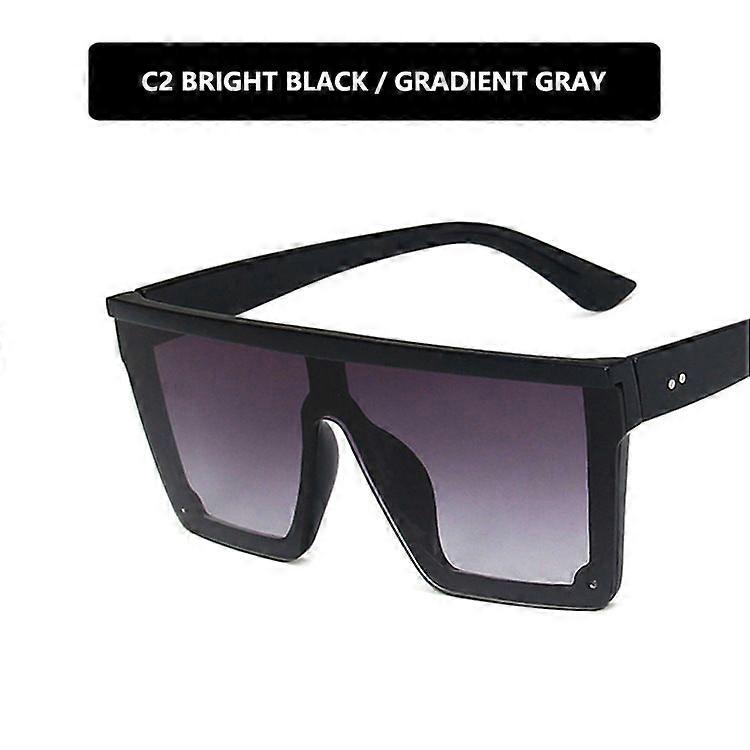 Bright black and double greyLadies Men's Sunglasses Oversized Square Rimless Sunglasses UV400 Sunglasses trend big frame one-piece sunglasses new men 