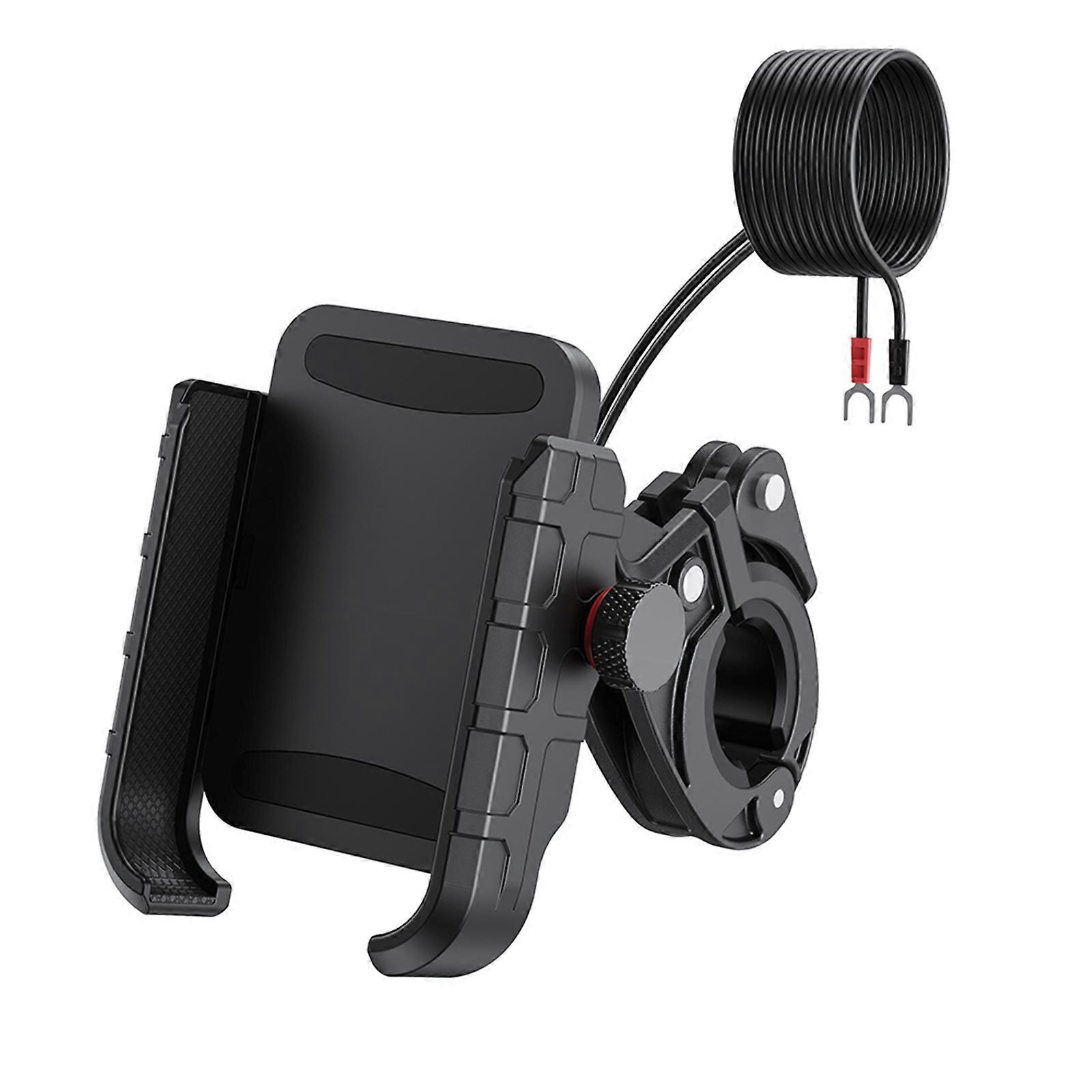 Motorcycle Cellphone Mount with USB3.0 Quick Charger Mount on Handlebar or Rearview Glass for 5-7.2inch Device