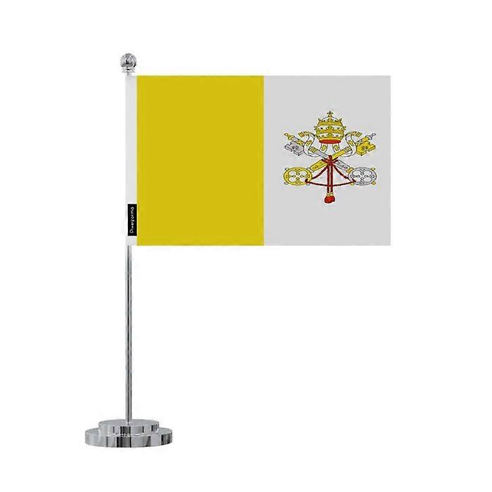 Vatican Flag Desk – 14 x 21 cm – Polyester – Stainless Steel Base