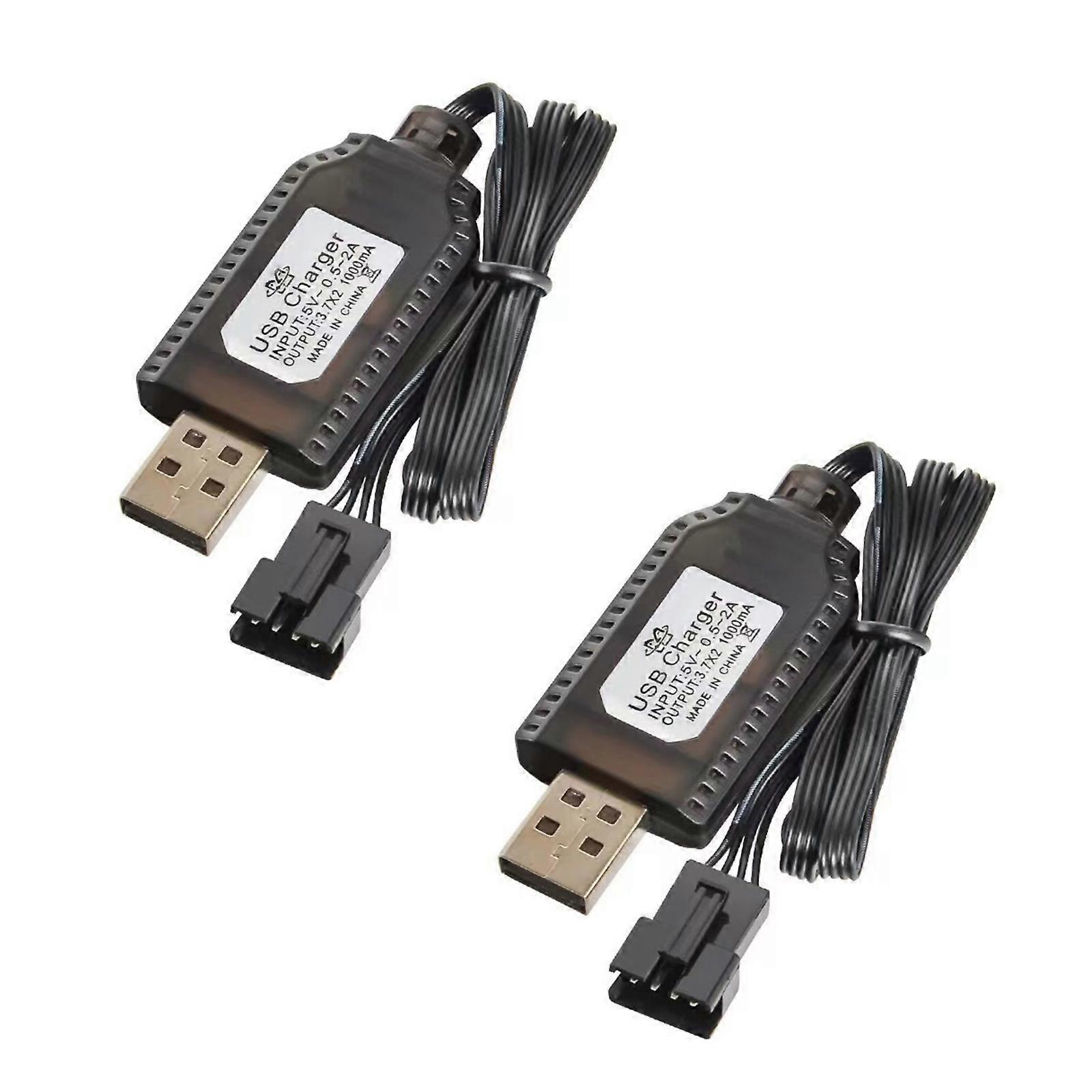 2Pcs 7.4V SM2.0 4P Connection Adapter USB Charging Cable for LiPos Battery Car Buggies and Cameras