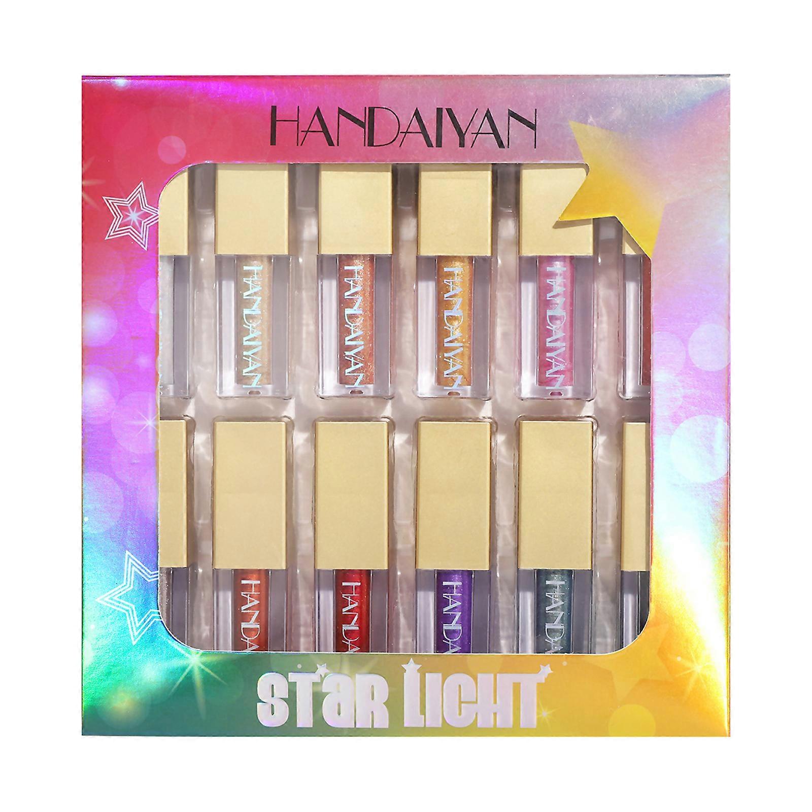 12PCS Υγρή σκιά ματιών Glitter Κορεατική λάμψη μακιγιάζ χρωματισμένη μακράς διαρκείας γρήγορο στέγνωμα εύκολο στην εφαρμογή σκιά ματιών glitter