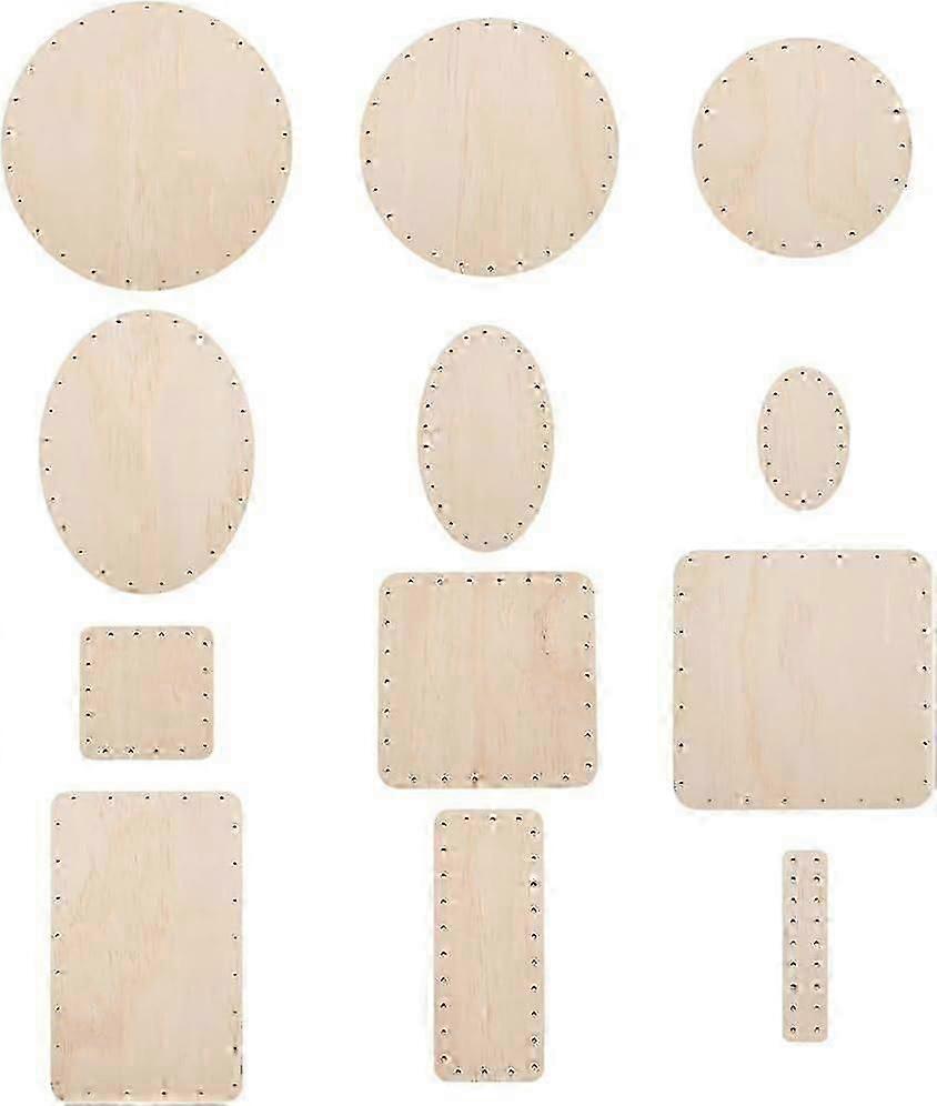 Basket Bottom 12pcs for Rattan Basket Base 12 Styles Round Oval Rectangle Square Wooden Cane Wicker Woven Board with 3mm Pre-Drilled Holes