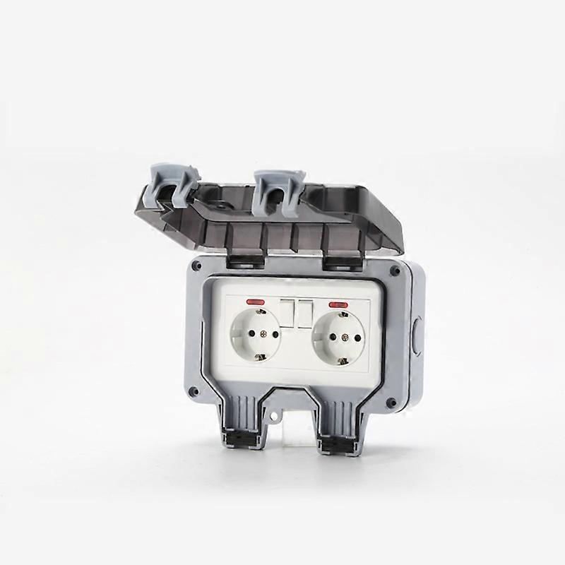 Outdoor Power Outlet Box, 15 Amp Double Socket with Indicator Light Offers Convenient Access, for Weather Resistant Use in Gardens, Swimming Pools,
