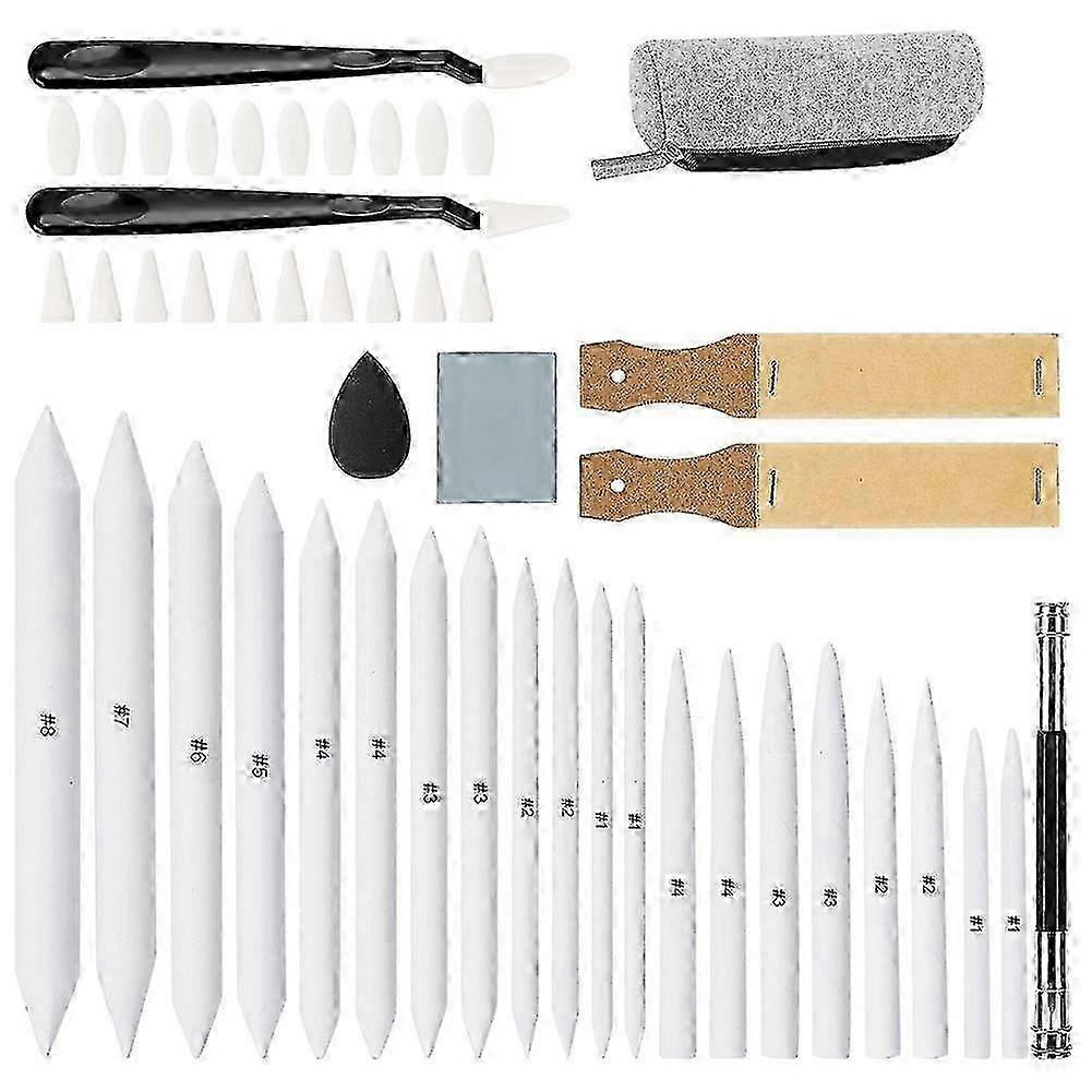 48 PCS Sketch Drawing Tools Set with 20 Blending Stumps & 2 Sharpeners