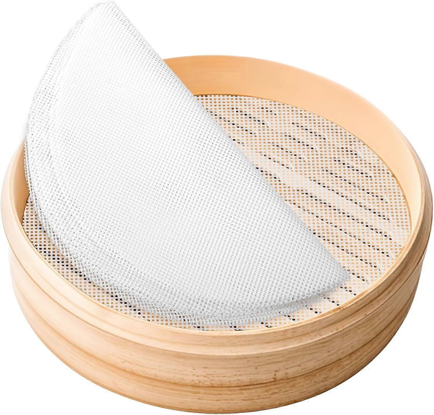 Pack Silicone Steamer Mats - Round Steamer Mats - Mesh Steamer Mats - Reusable Steamed Bun Mats - Pastry Mats - 25cm - White