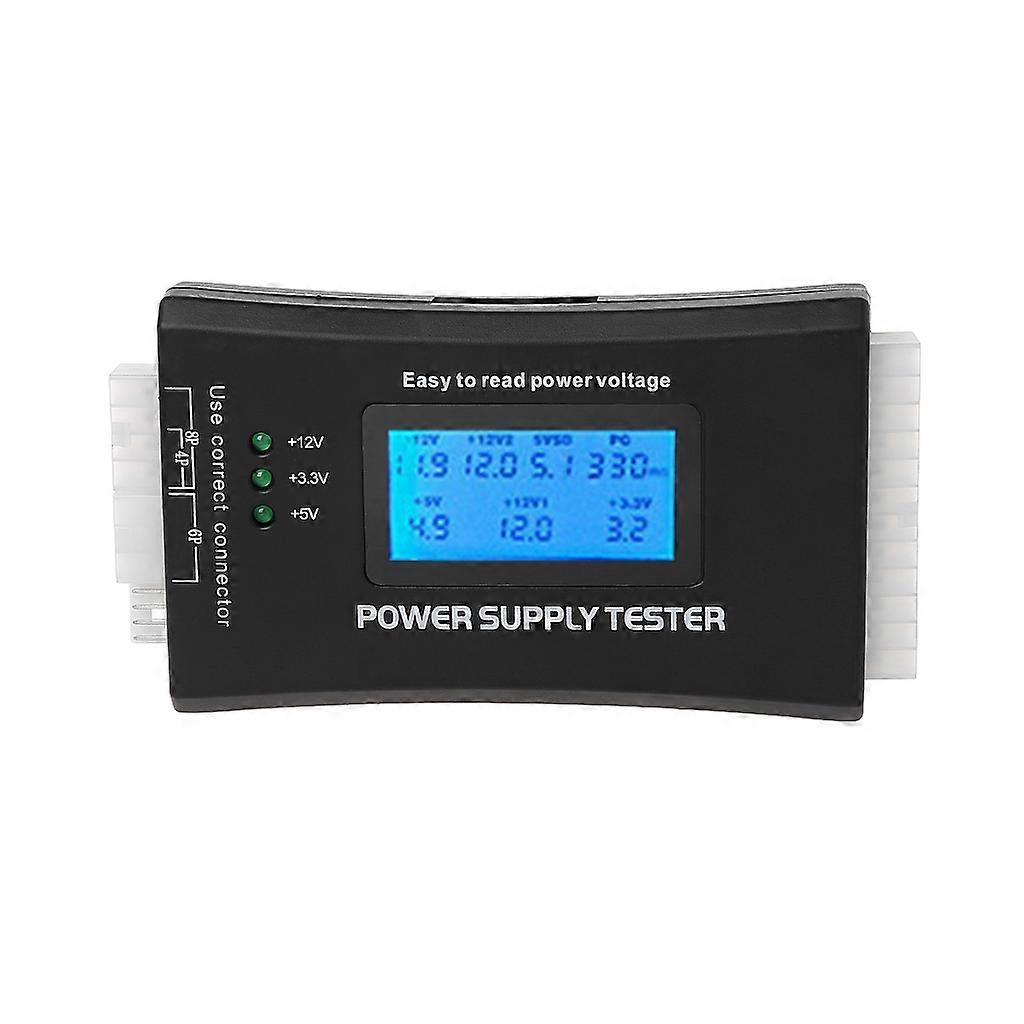 Computer PC Power Supply Tester, ATX/ITX/IDE/HDD/SATA/BYI Connectors Power Supply Tester with 1.8inch LCD Screen  Black