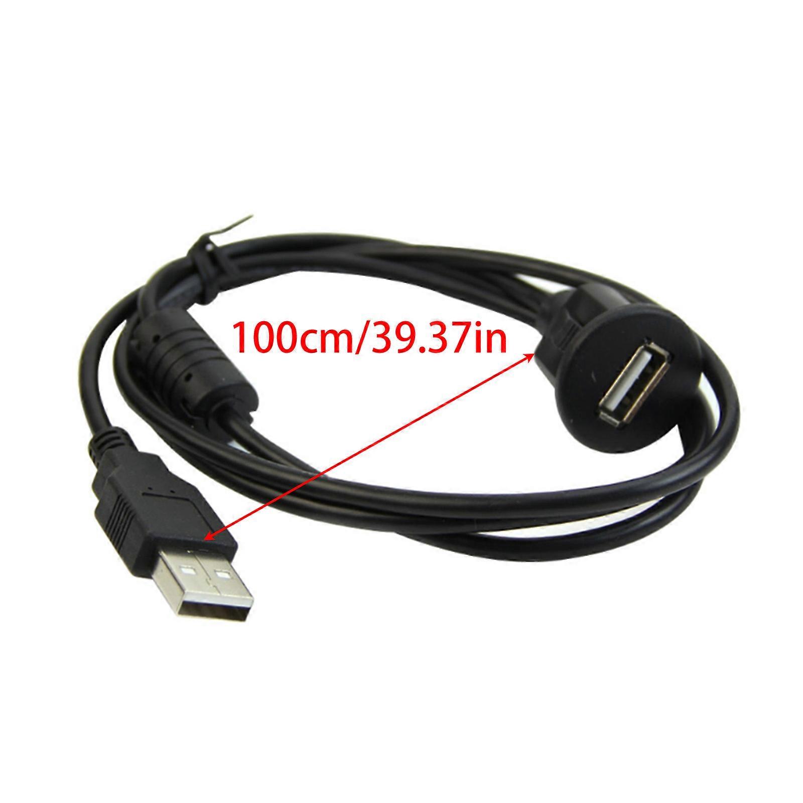 Usb 2.0 Male to Female Socket Panel Mounting Extension Cable for Car Dash Automotive Dashboard Center Console Cord 100cm