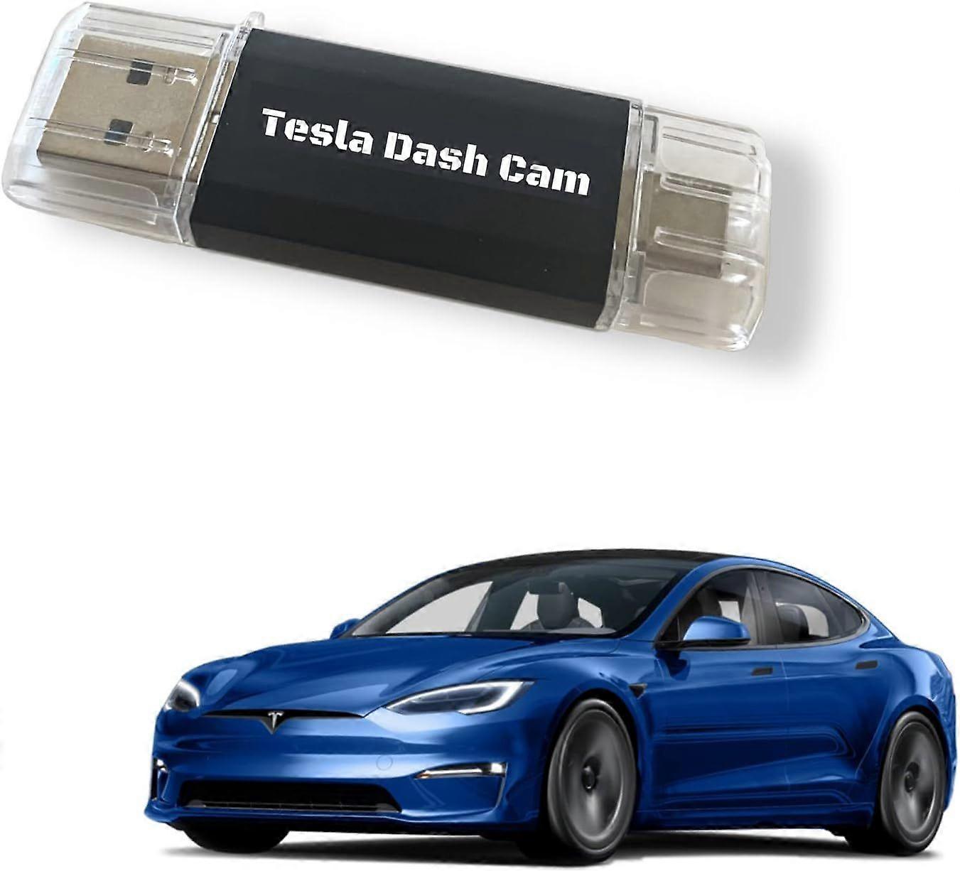 128 GB Tesla USBC Dashcam-flashdrev til Sentry-tilstand. Dobbeltsidet tommelfingerdrev