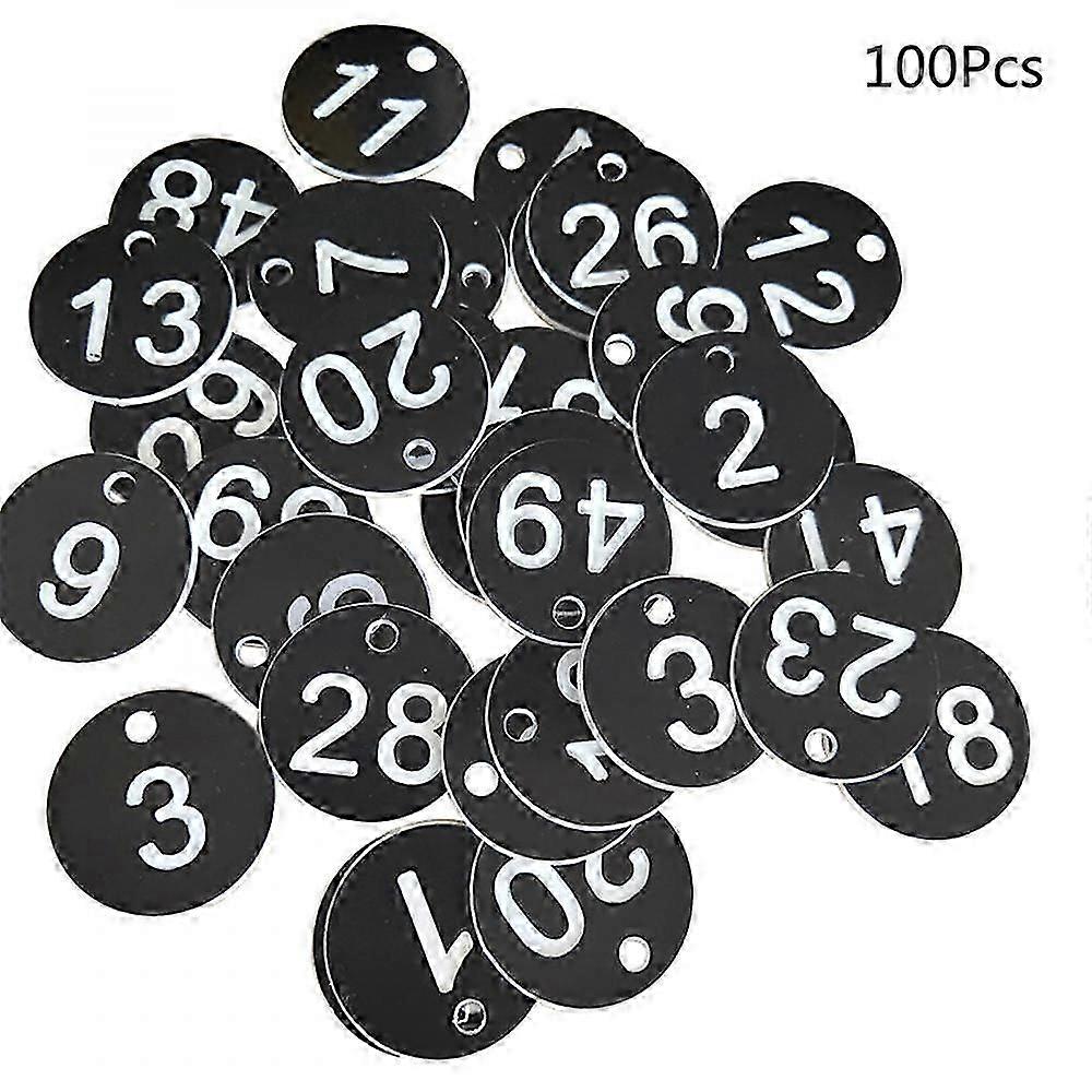 100 stk Plast Id Number Tags 1-100 Gravert nummer Id Tag farget for nøkkelring fdW AIR