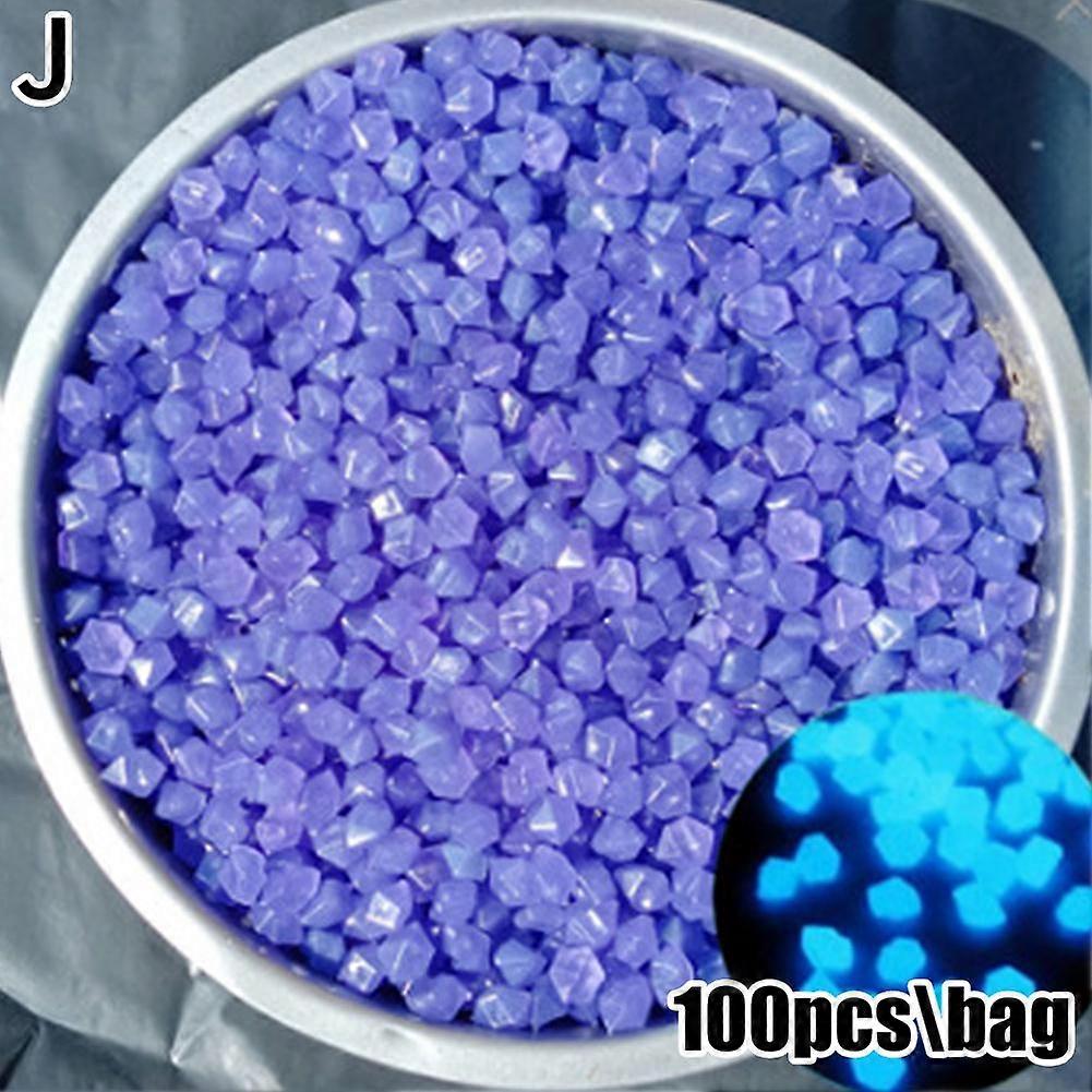 Violet 100 pieces per bag (J)$ Small diamond luminous stone garden aquarium luminous stone octagonal fluorescent artificial fluorite archaeology