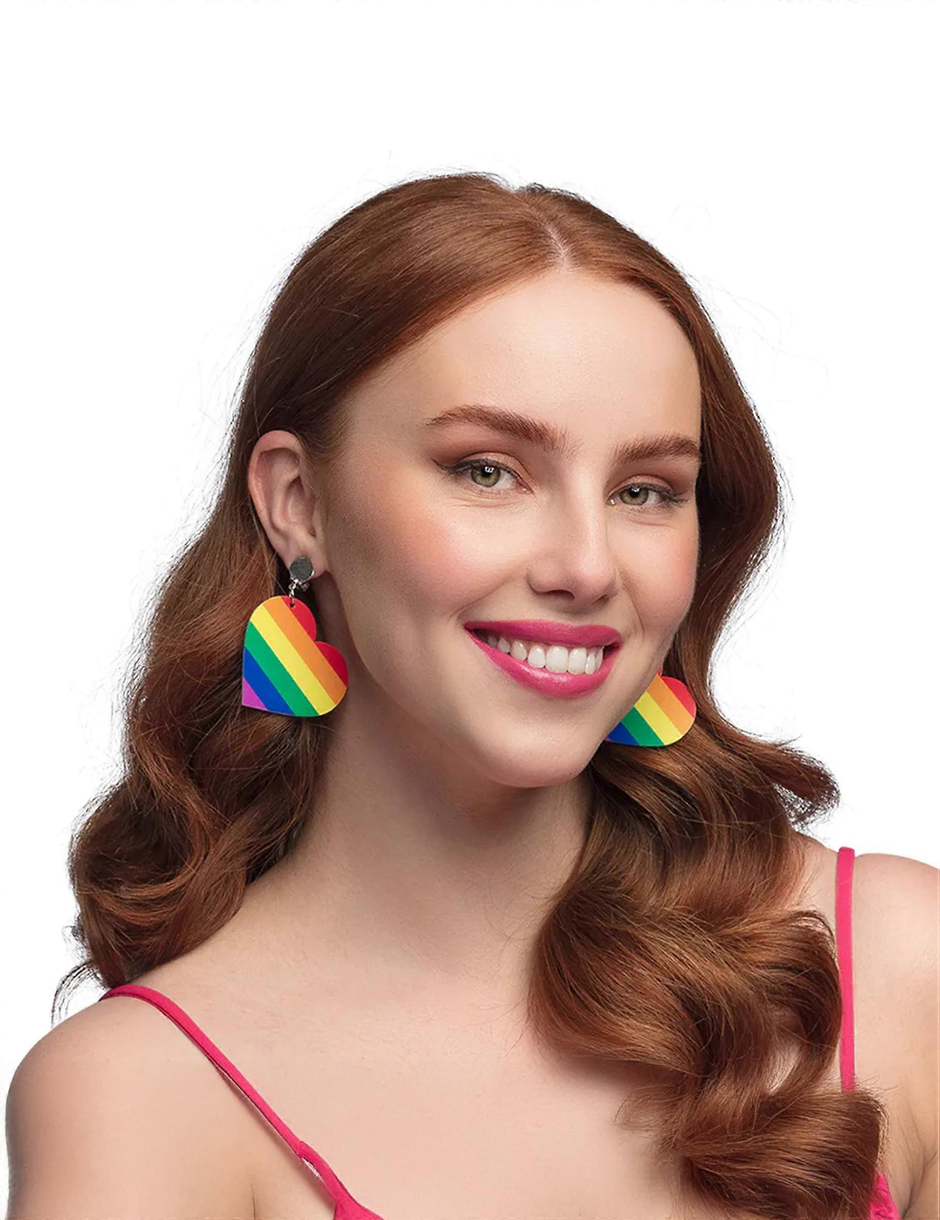 Rainbow heart earrings