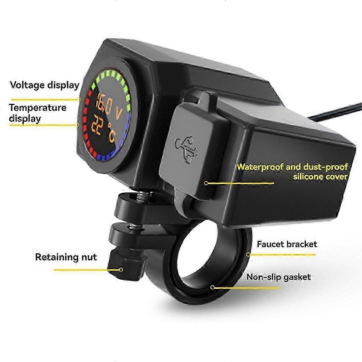 USB Socket Motorcycle Handlebar & Rear Mirror Waterproof Fast Charger