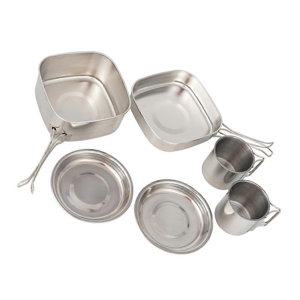 Backpacking Cook Gear Silver 14.7X6.8CM Portable Folding Handles Easy to Clean 1Set
