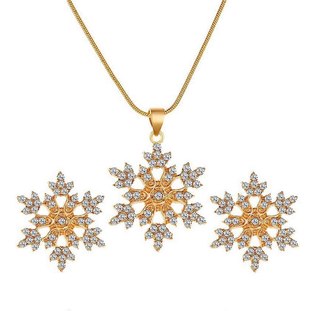 flocon de neige pendentif boucles d’oreilles mariée collier strass ensemble de bijoux élégant quotidien robe décoration 2x2cm 1Set