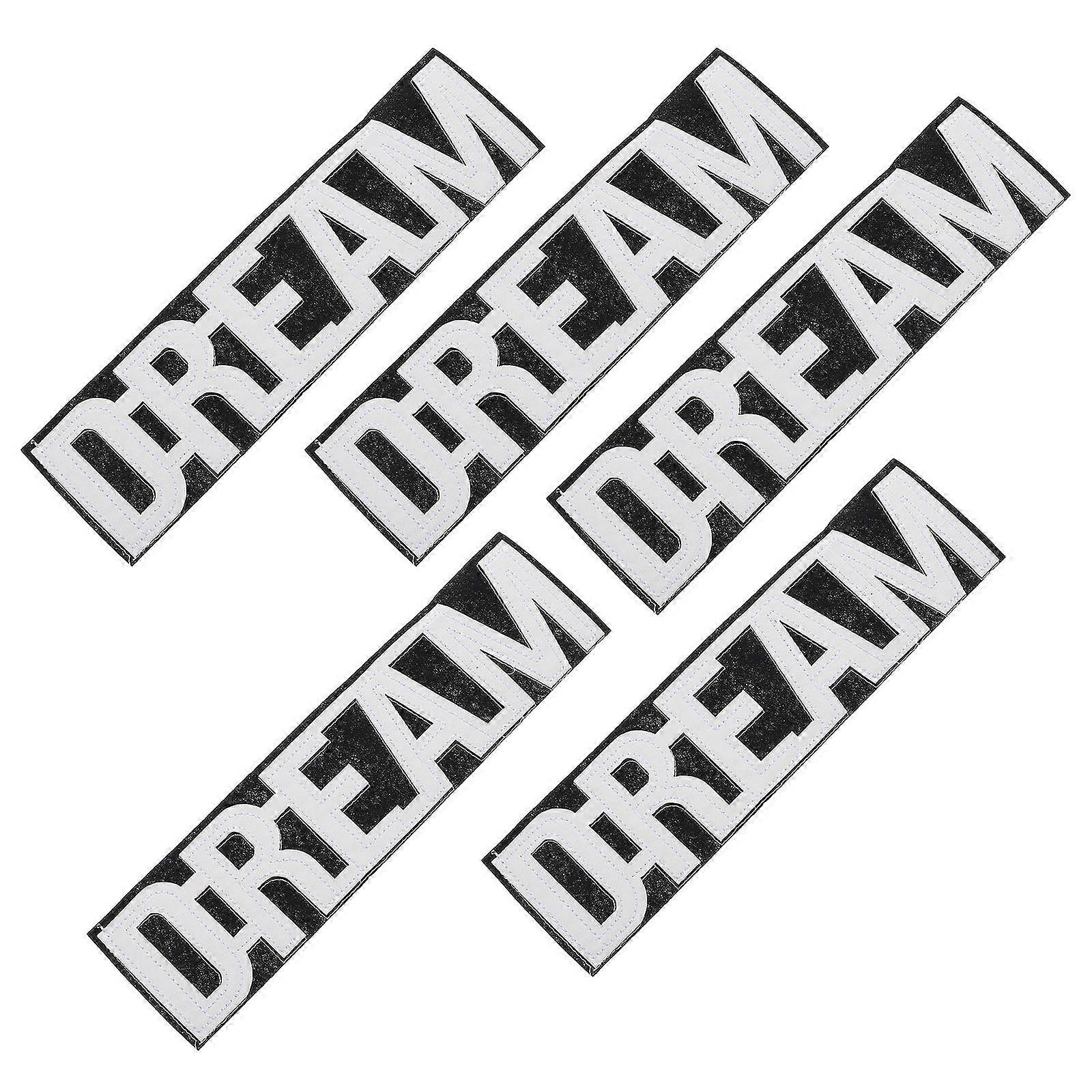 Black Embroidery Sewing Patch Rectangle for Clothing Repair 5Pcs