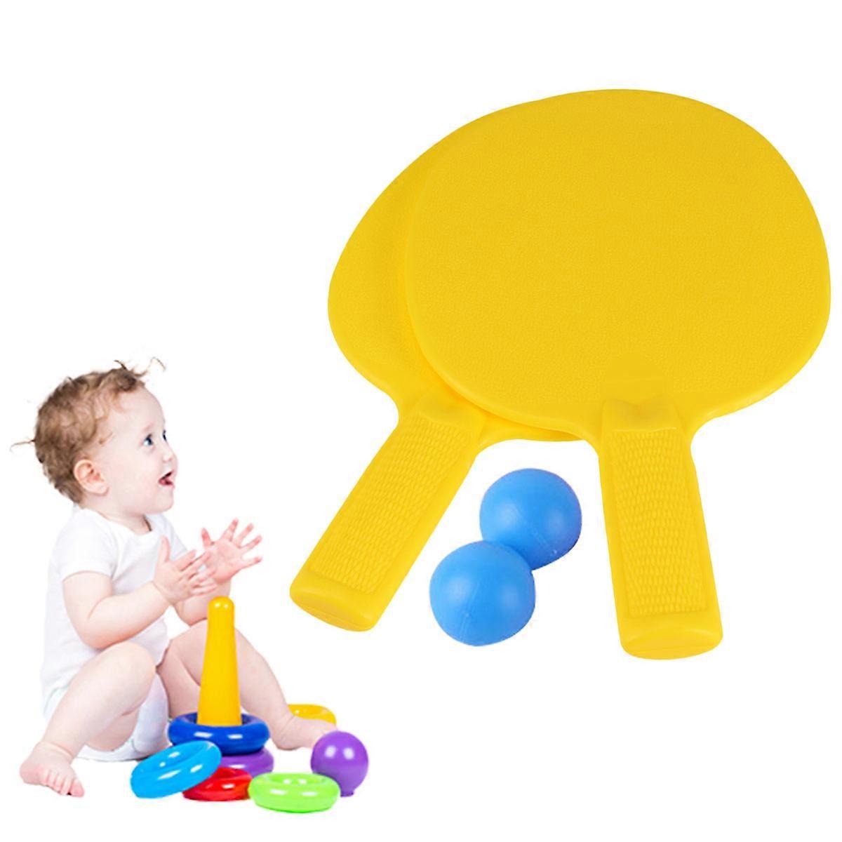 Table Tennis Bats Plastic Racket Children Practice Training Simple Shape Yellow 1 Pair