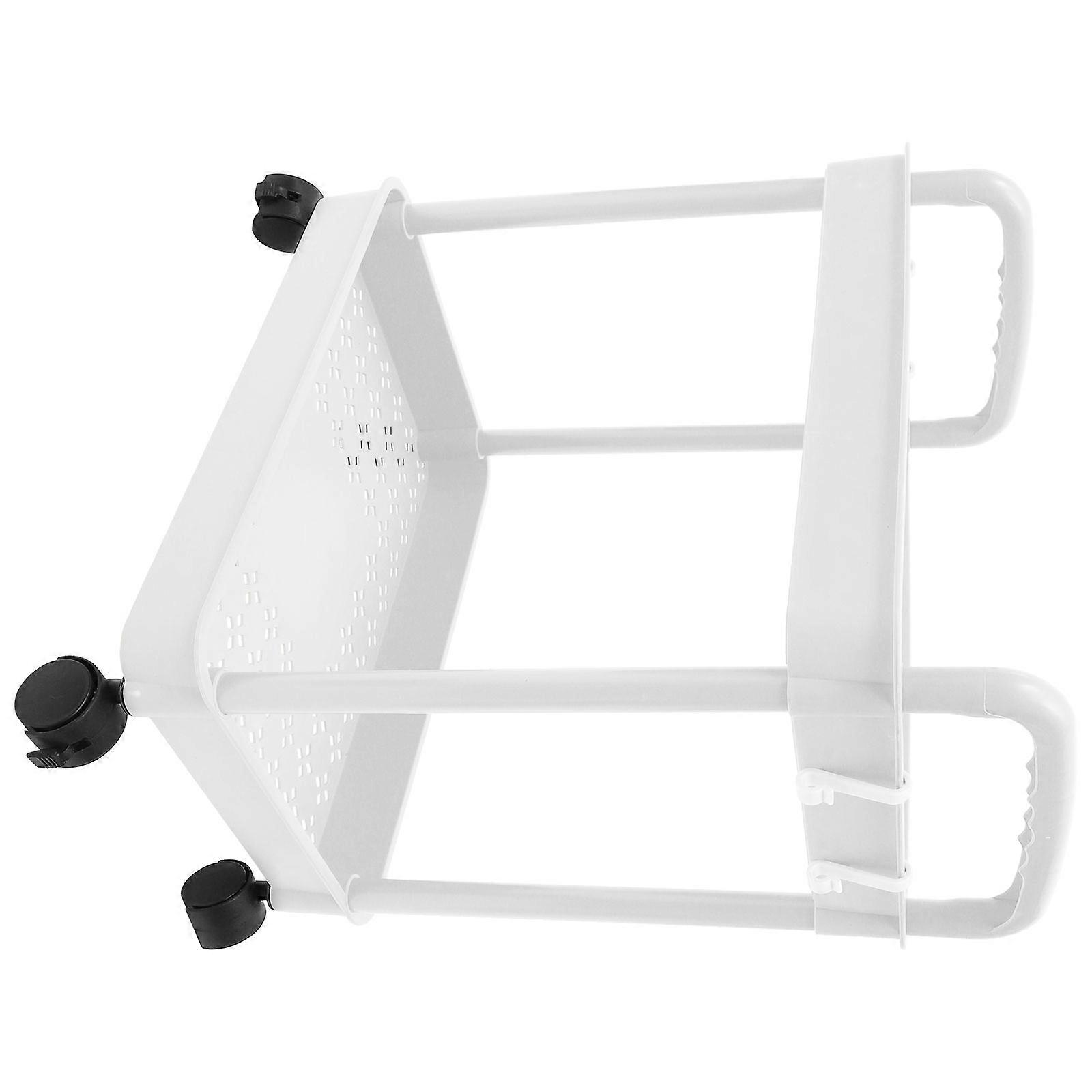 Storage Rack with Wheels Double-Layer Rectangular for Kitchen Bathroom Laundry Room White 44.00X37.00X25.00CM 1Pack