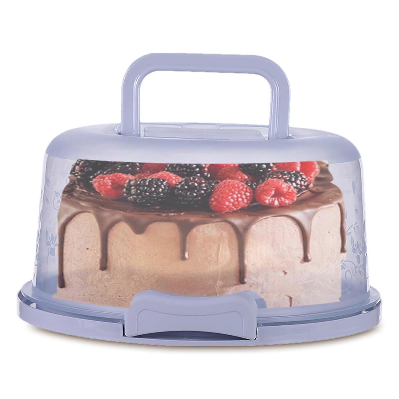 Cake Box Round Diameter 22 cm – Cake Dome with Lids and Carry Handle, Cake Transport Box, Cake Container for Egg Cakes Blue