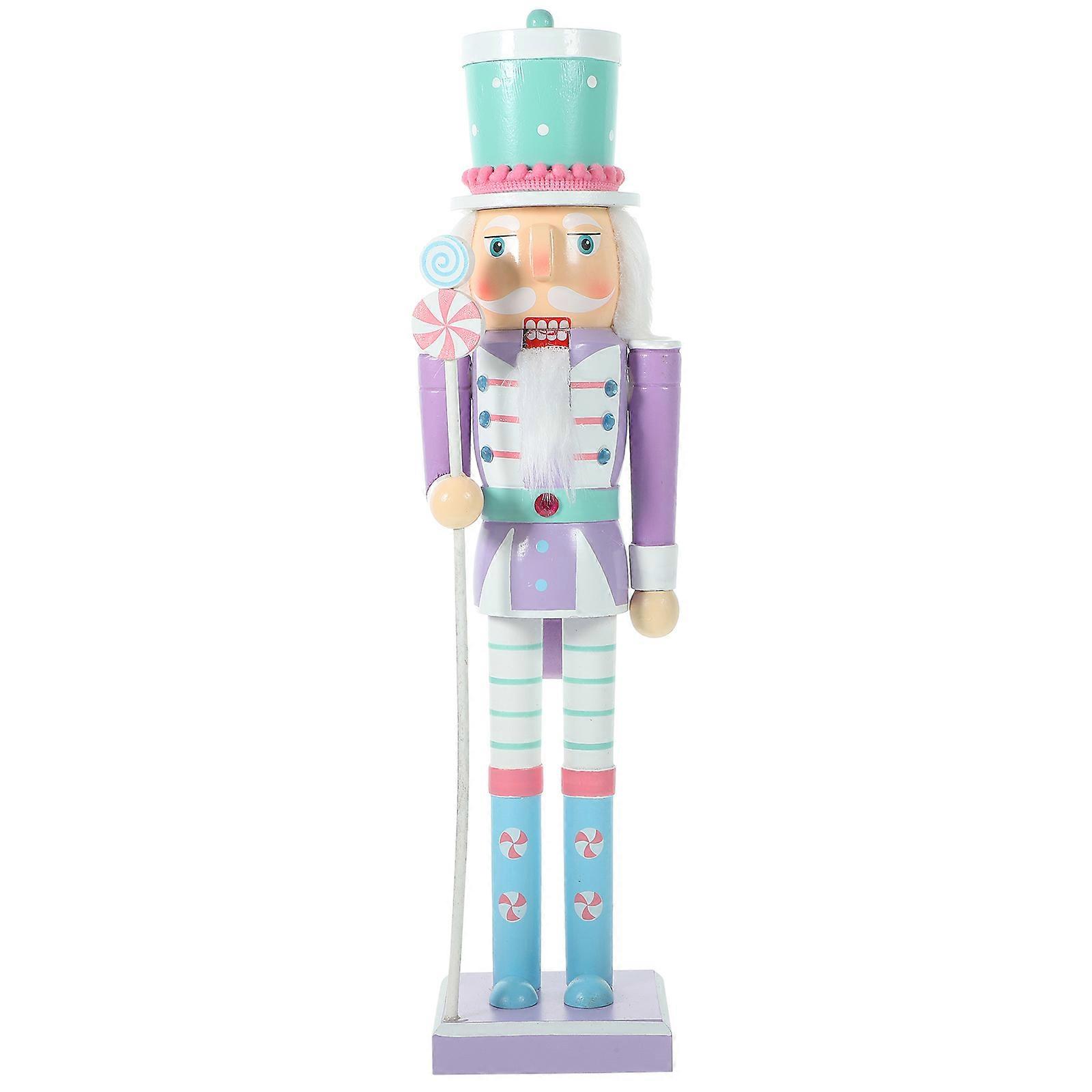 Xmas Table Ornament Wood Desktop Nutcracker Christmas Decoration Nutcracker Shape 1Pcs