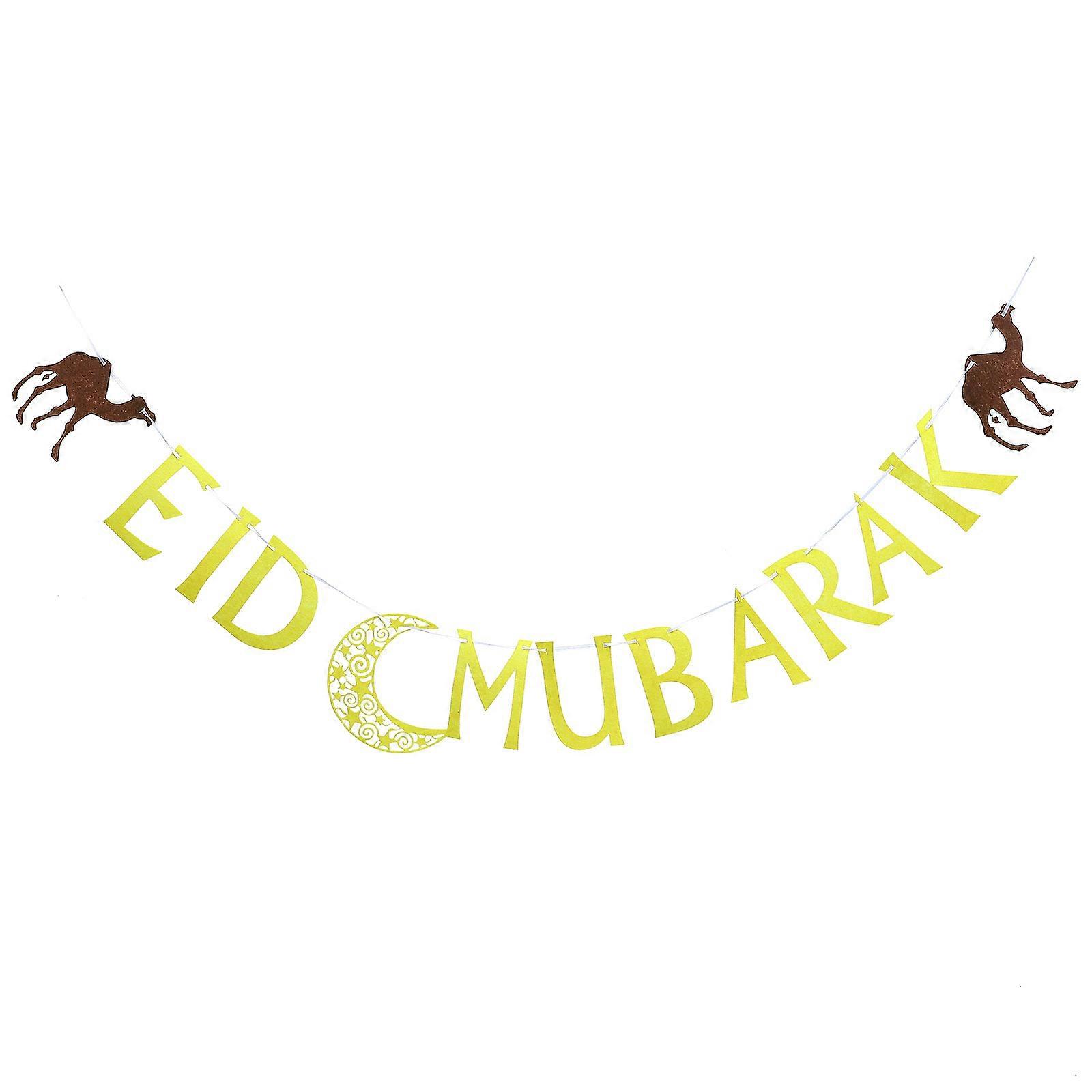 String Flag Banner Hanging Adornment Wall Hanging Yellow Triangle Flags Party Supplies Ramadan Theme 1Set
