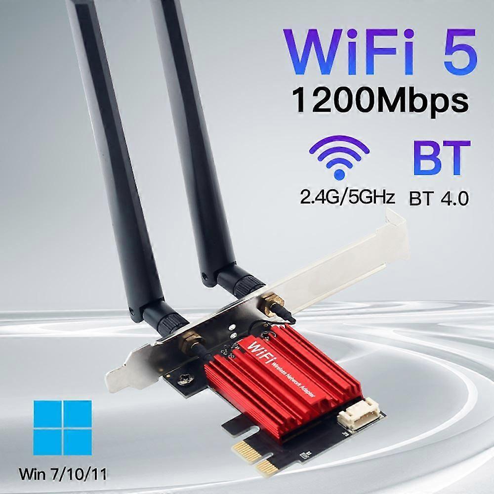 AC1200 WIFI 5 Intel Wireless Card Adapter Dual Band 2.4G/5Ghz Bluetooth 4.0 1200Mbps 802.11AC For Desktop