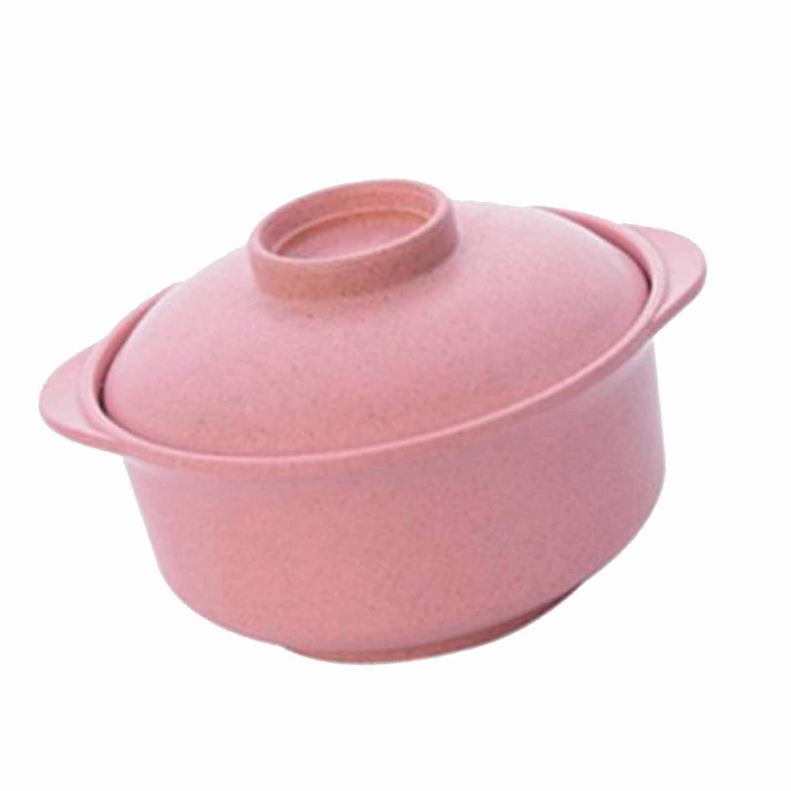 Soup Bowl with Cover for Instant Noodles, Pink Nordic Style Multifunctional Food Container for Students