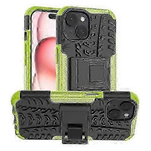 For iPhone 15 Tire Texture TPU + PC Mobile Phone Case with Holder