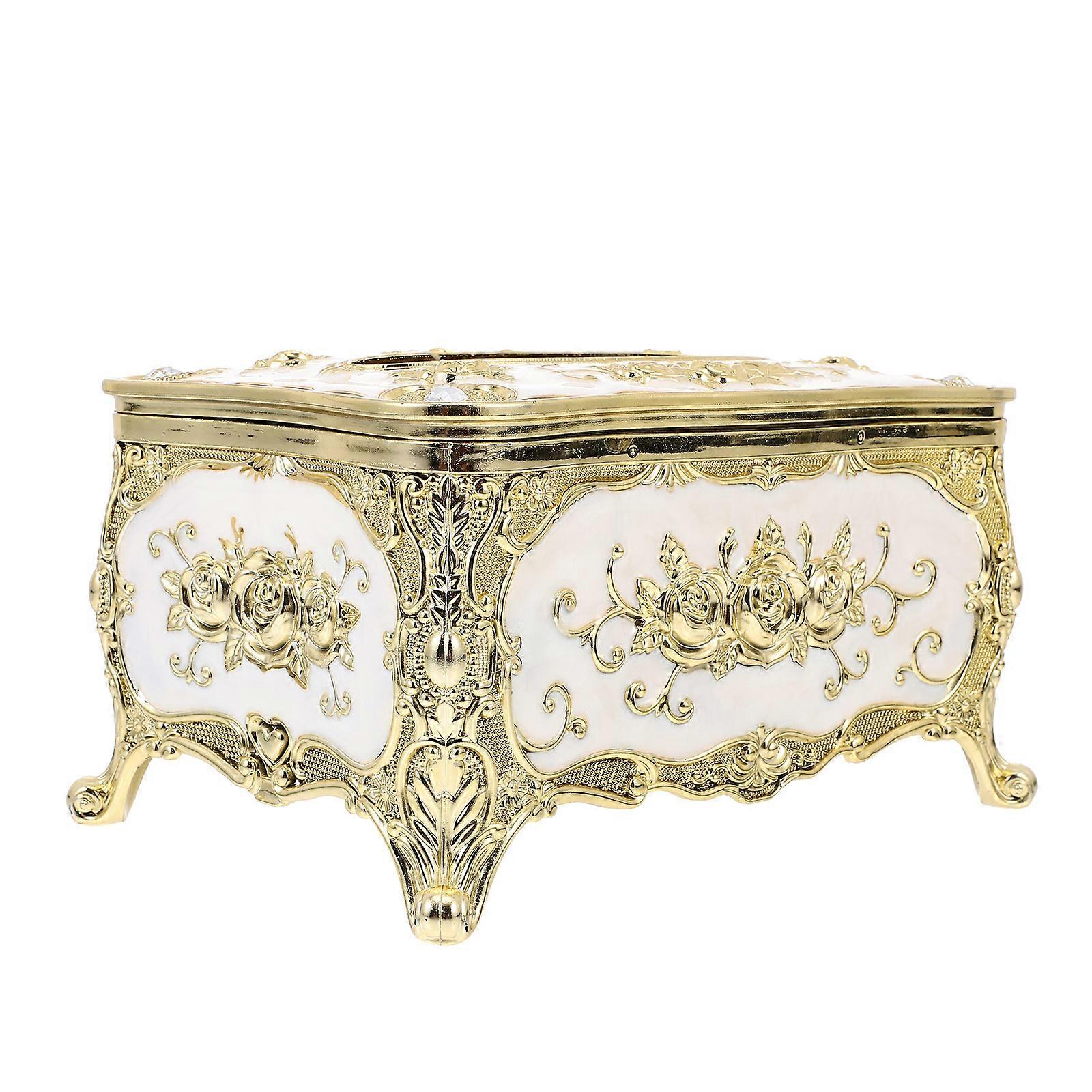 European Style Tissue Box Made of ABS for Storage Use Golden Holder