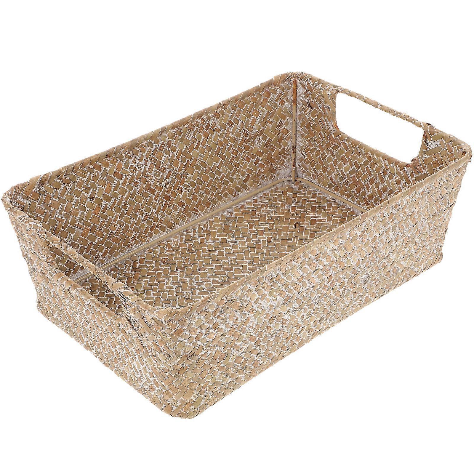 Woven Bread Basket White Washed Multi Function Storage for Fruits, Snacks, Vegetables – Kitchen, Dining, Desktop Use