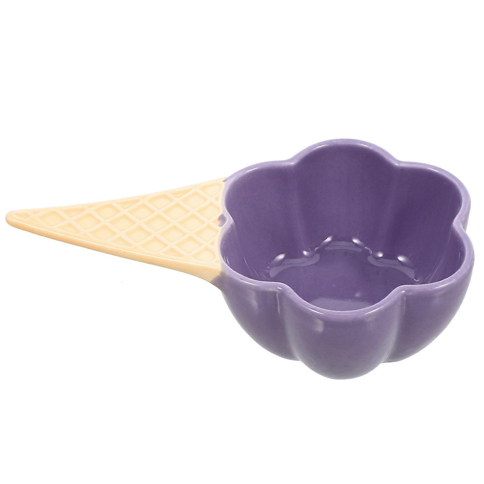 Small Dish Ceramic Ice Cream Shape Sushi Dipping Bowl Home Use Purple 16.80X9.70X5.00CM Dipping 1Pcs