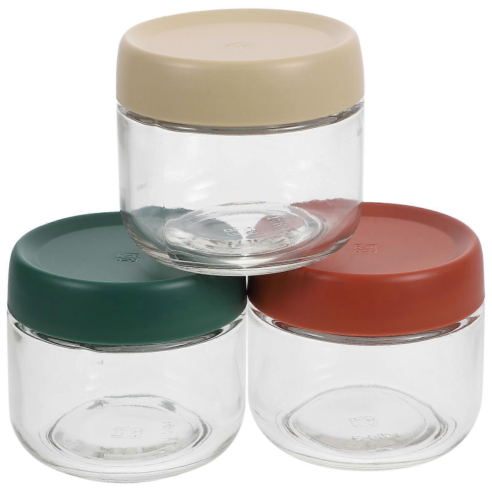 Glass Jars Round Storage Jars Stackable For Kitchen Use 280ml 3Set
