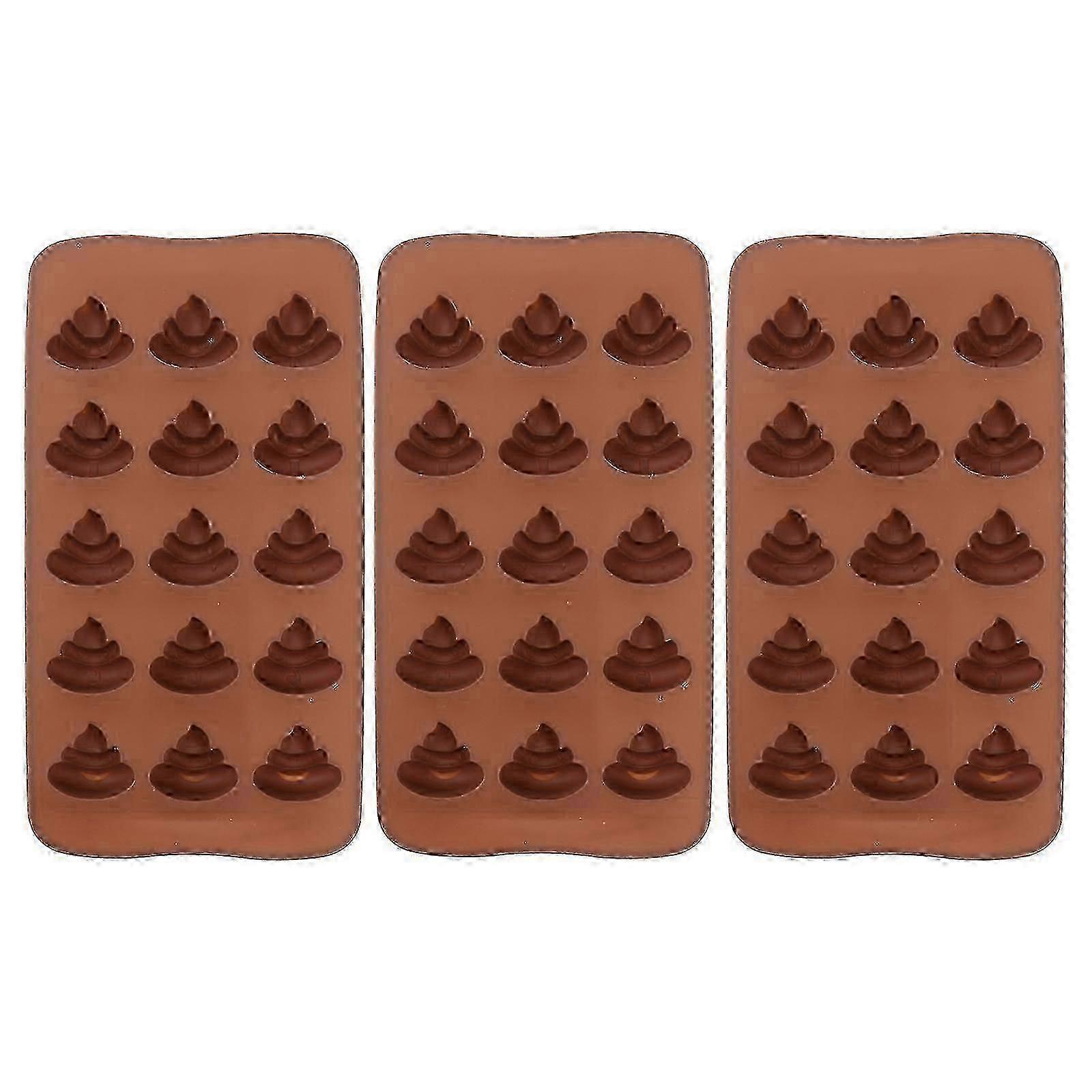 3pcs 15 Even Funny Poop Candy Molds Silicone Baking Molds Stool Ice Cube Candy Dessert Mould
