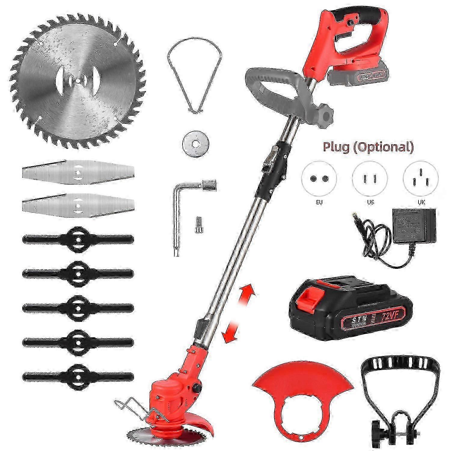 Electric Weed Wacker Cordless 72v 2000mah Weed Eater Battery Powered With 1 Battery / Charger / 3 Ty