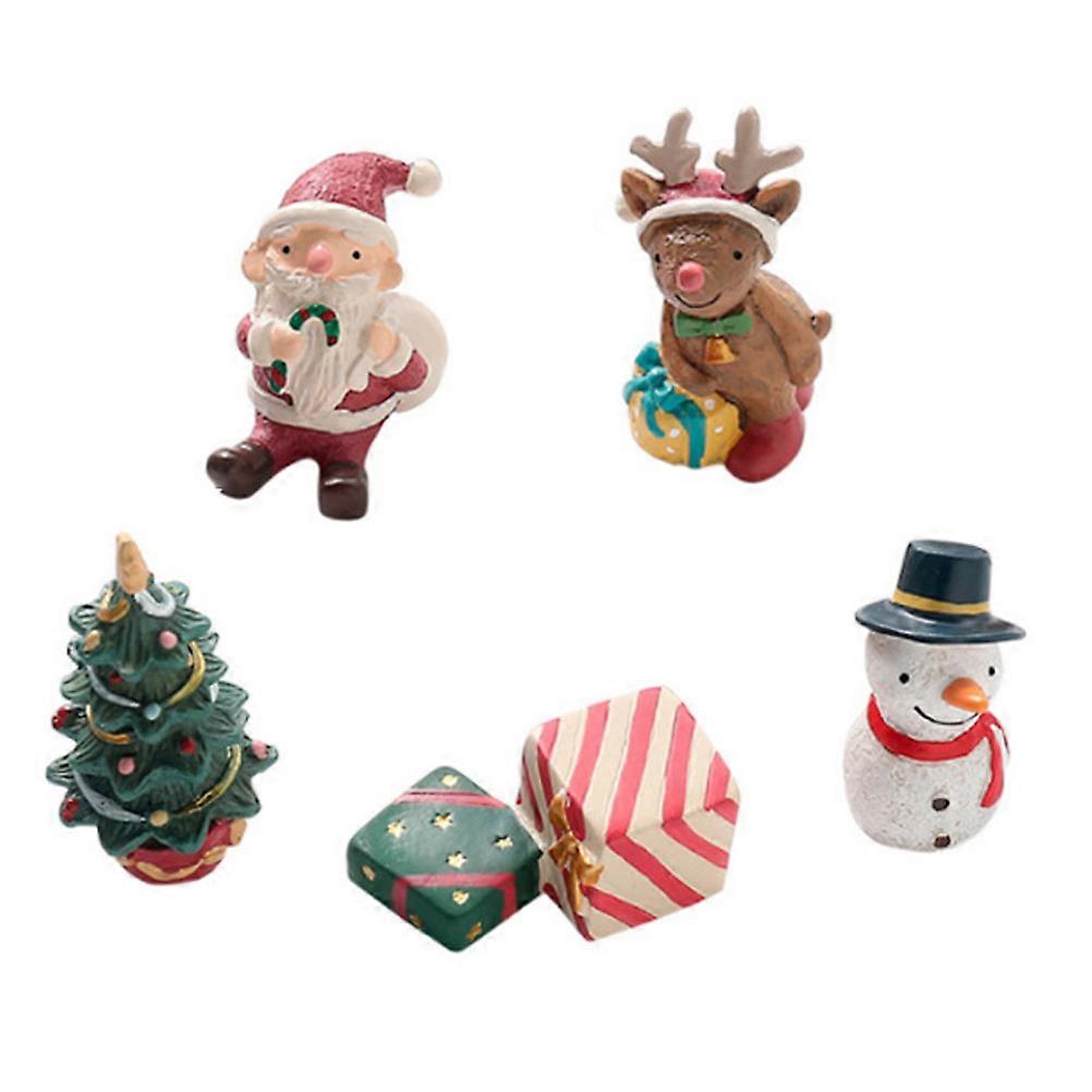 Small Resin Animals Mini Christmas Family Animal Resin Decorations Study Room Assorted Color 6X3.5CM 5Pcs