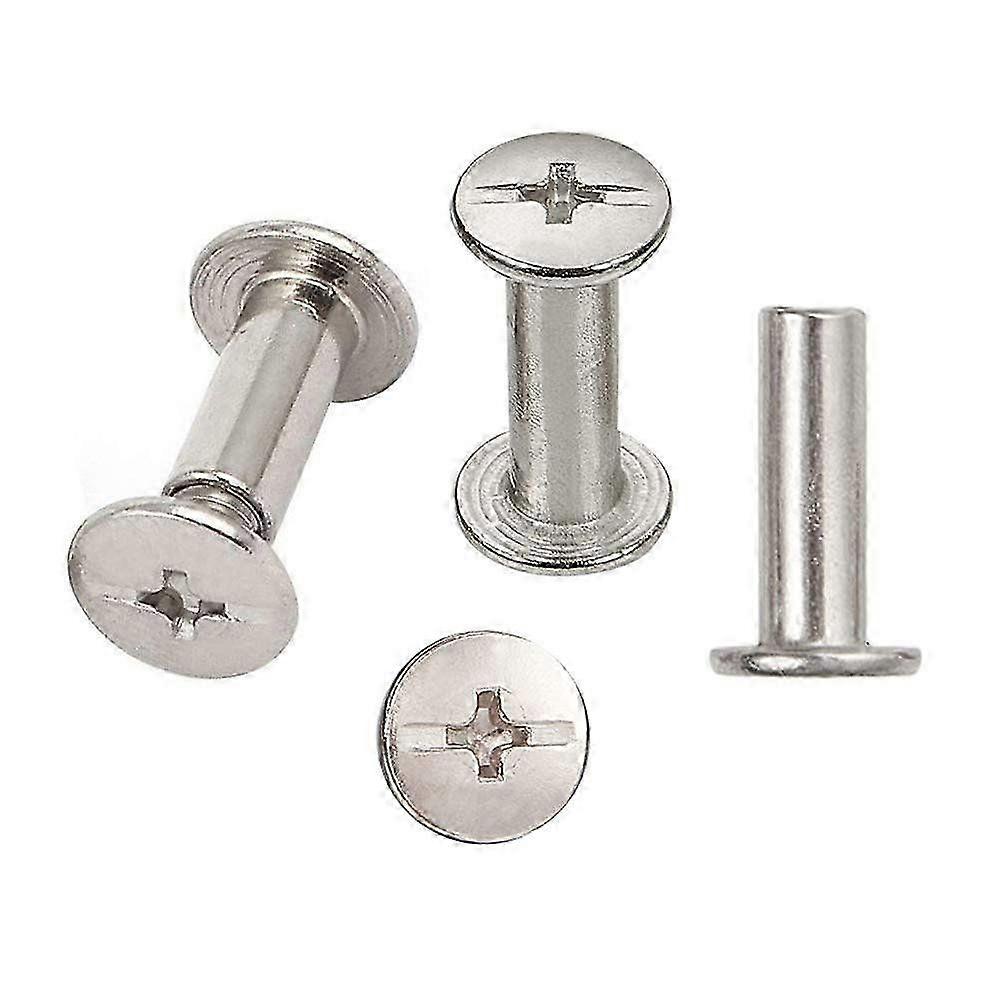 30 sets Chicago Bindschroeven, 5 mm x 15 mm vernikkelde bindschroef Binding, zilverkleurig