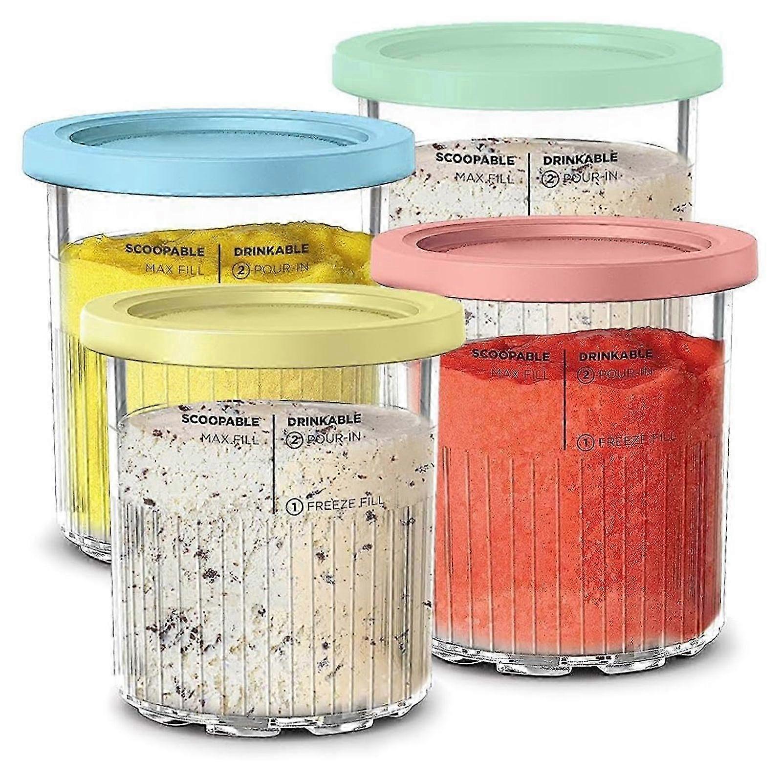 Replacement for Compatible Brand Ice Cream Maker Pints and Lids 4 Pack, 24oz Deluxe X