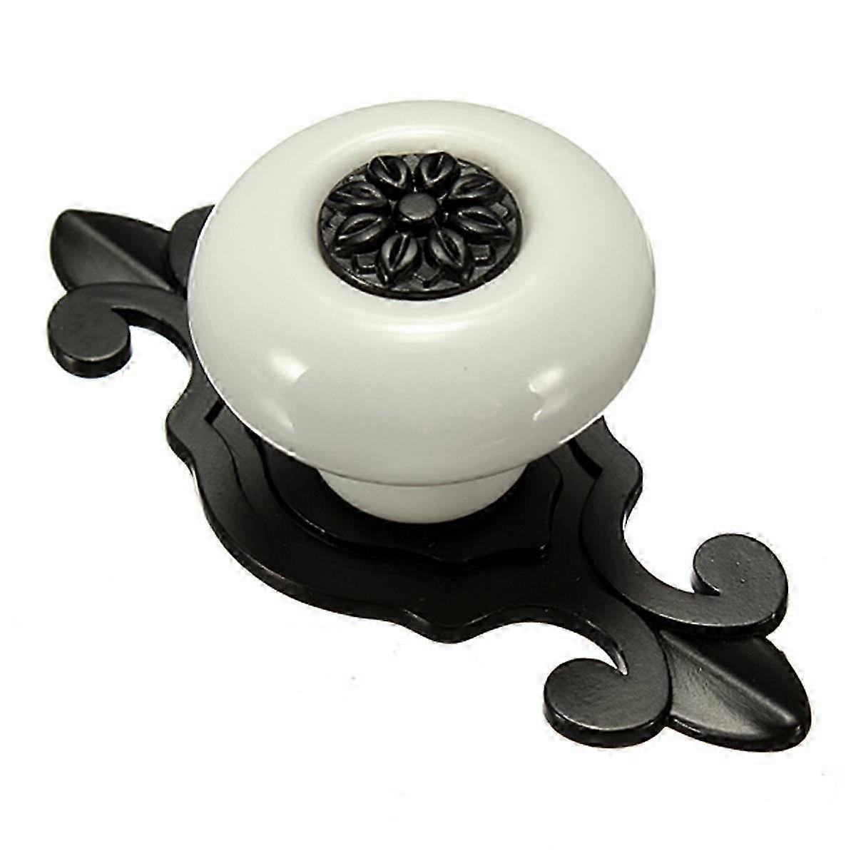 Vintage Ceramic Door Knobs Drawer Cabinet Cupboard Wardrobe Pull Handle White+BlackEdition 0701