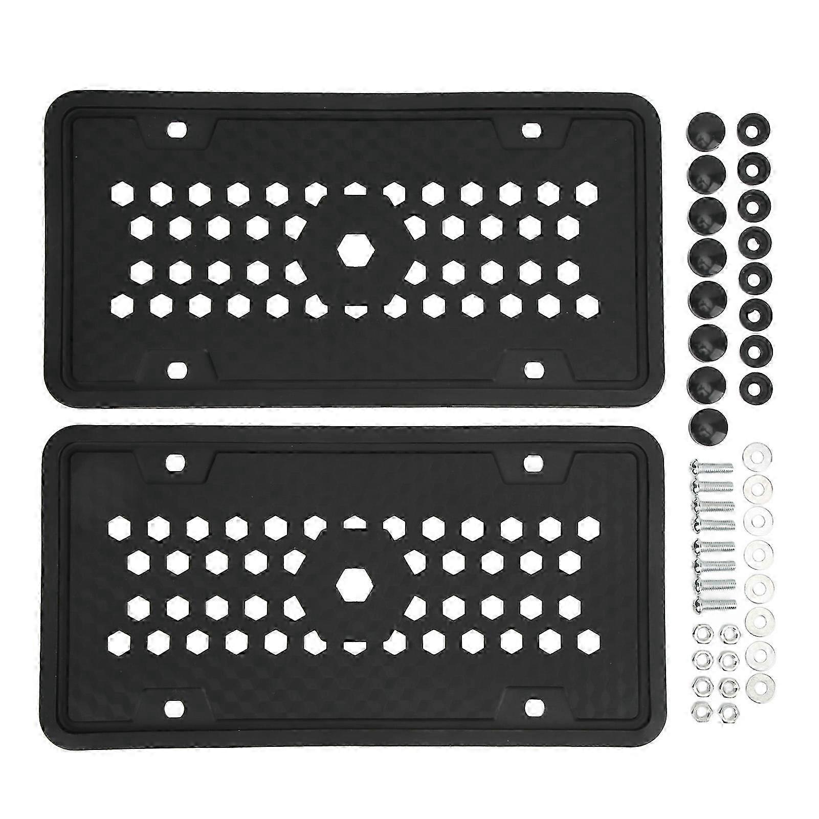 2PCS Soft Flexible Black Silicone License Plate Protector Frame 305x155mm for USA Models