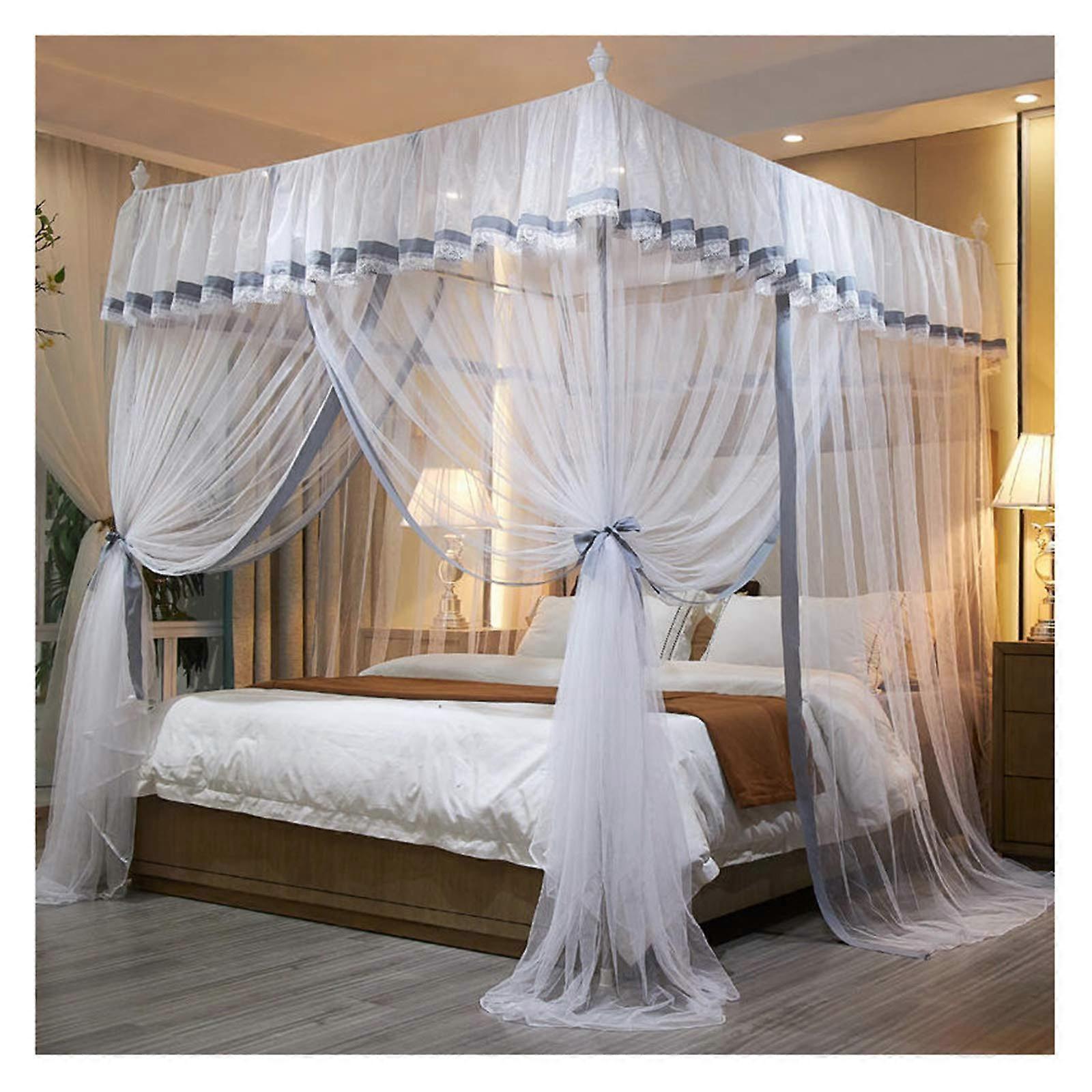 Princess 4corner bed canopy for girls, elegant, 3 openings, sturdy metal bracket (150×200×200 cm) Ref: 4876