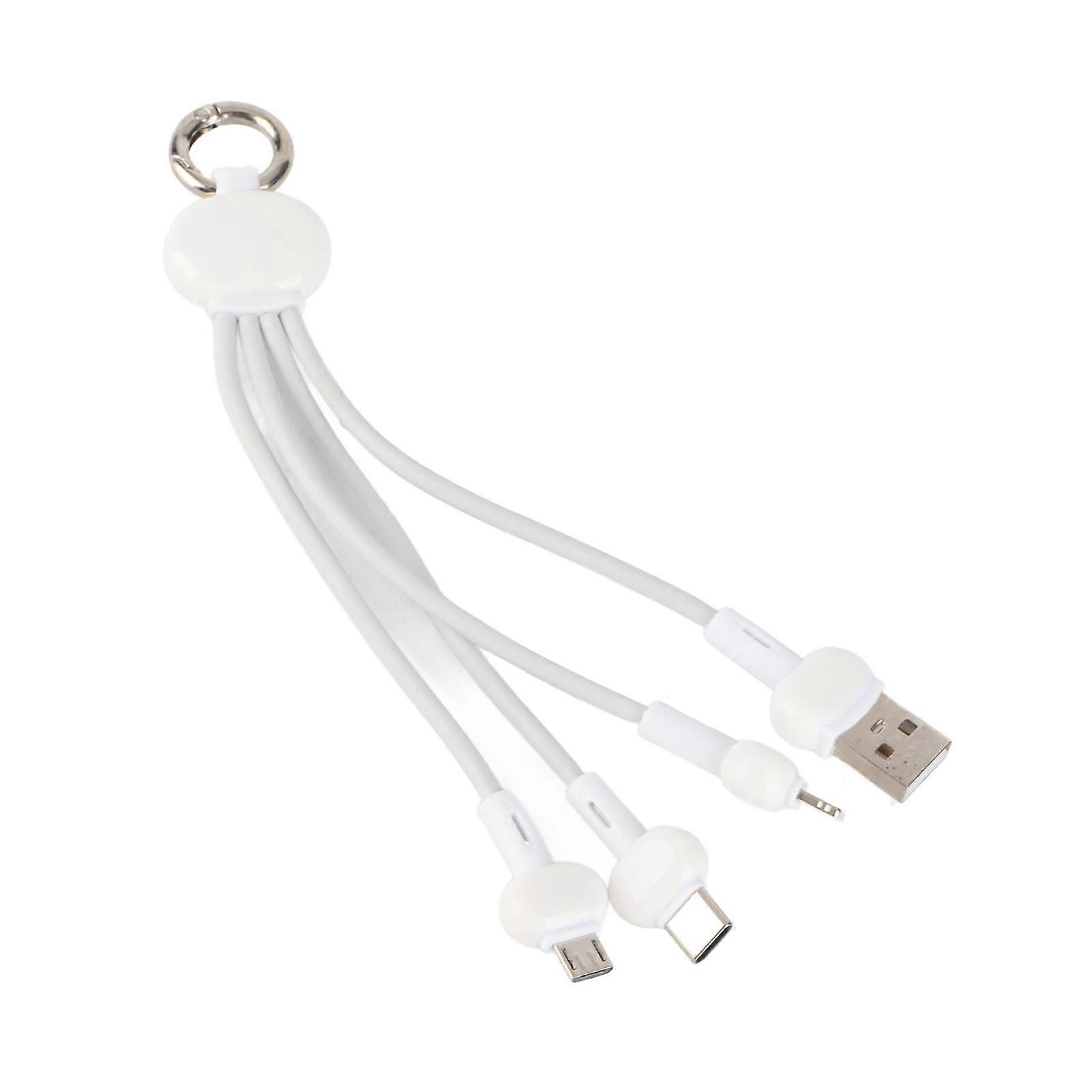 3 in 1 Retractable Fast Charging Cable - Portable Keychain for iOS, Type-C, Micro-USB