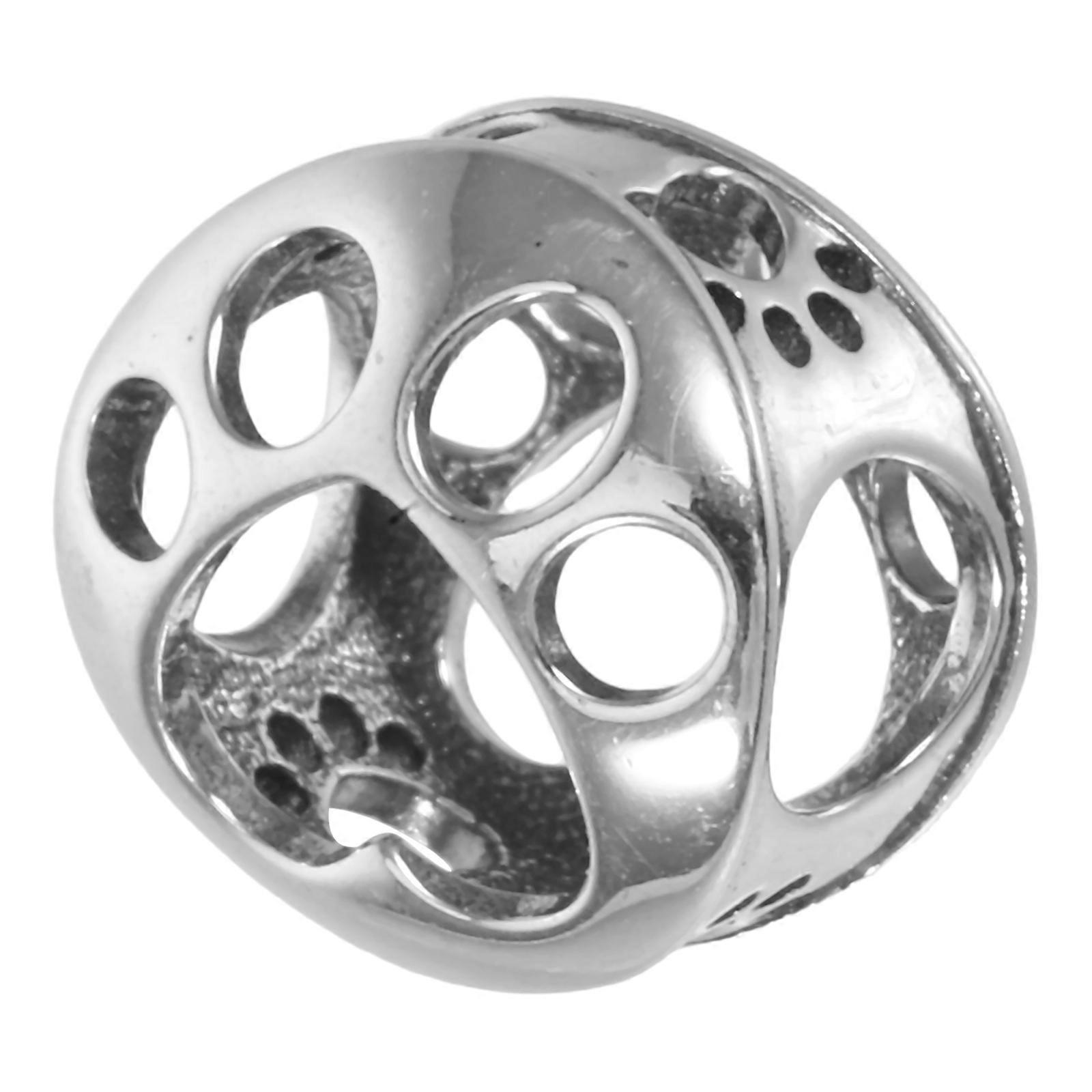 Paw Print Bracelet Charm, Pure Silver Puppy Paw Bead for Pet Themed Jewelry, Durable & Stylish Accessory for Crafting Friendships