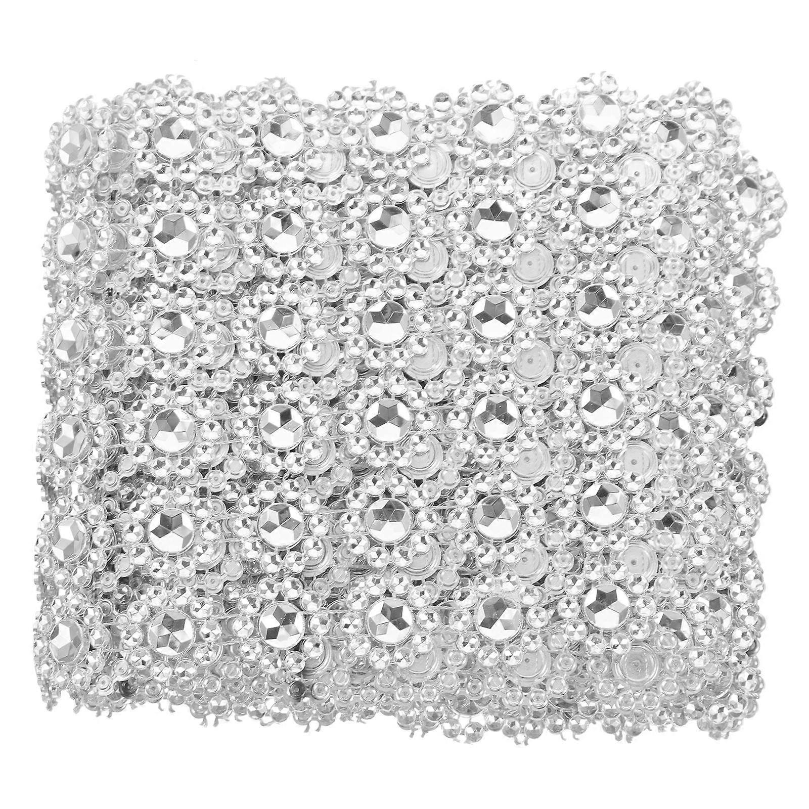 Rhinestone Sewing Trim Faux Crystal Rhinestone Mesh Ribbon Wedding Party Decorative Trim Silver 70.9×3.9×0.1in Bead Embellishment 1 Roll