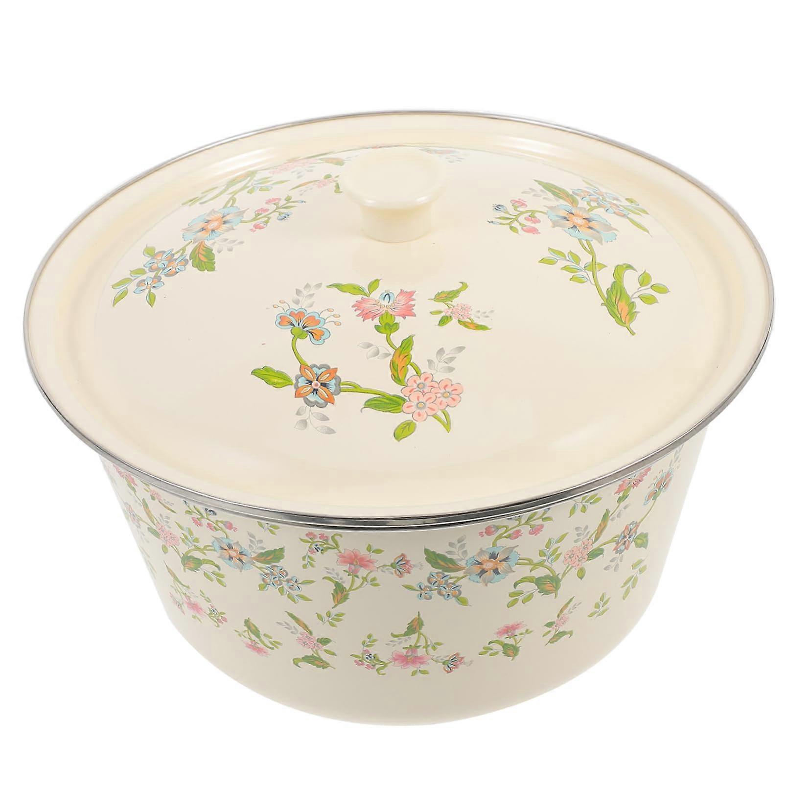 Enamel Soup Bowl, Food Basin, Home Sink, Food Storage Bowl, Food Storage Pot, Bowl with Lid, Dumpling Filling Mixing Bowl.