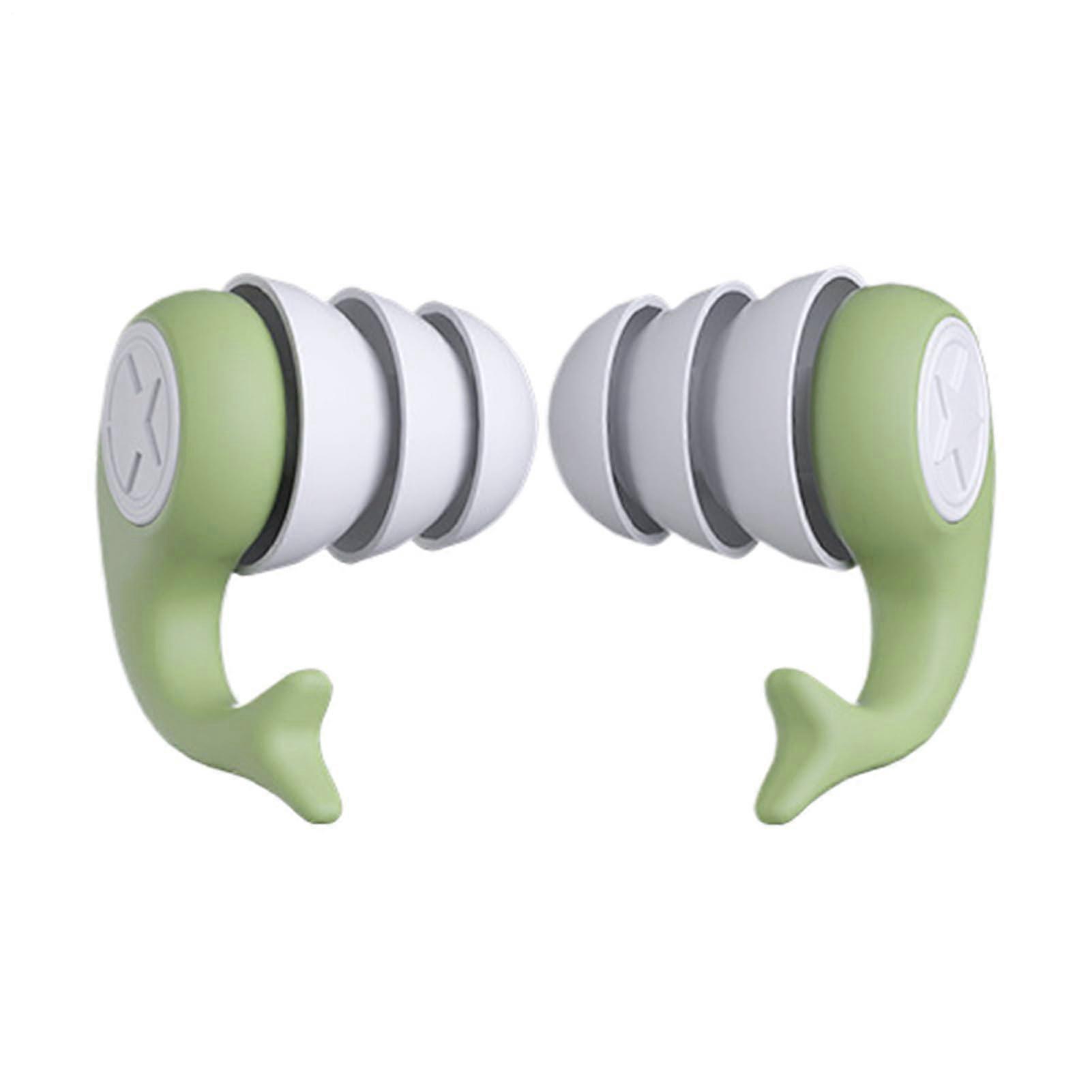 Earplugs for Sleeping – Reusable, Waterproof, NoiseReducing  Silicone Green and White 1Pack